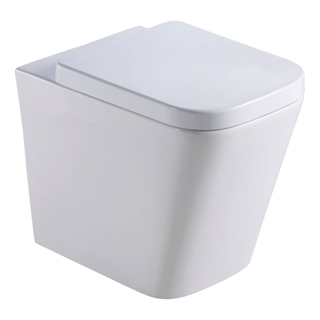 Sleek white modern toilet from Bubly Bathrooms, perfect for contemporary bathroom interiors, combining style and functionality with efficient flushing system.