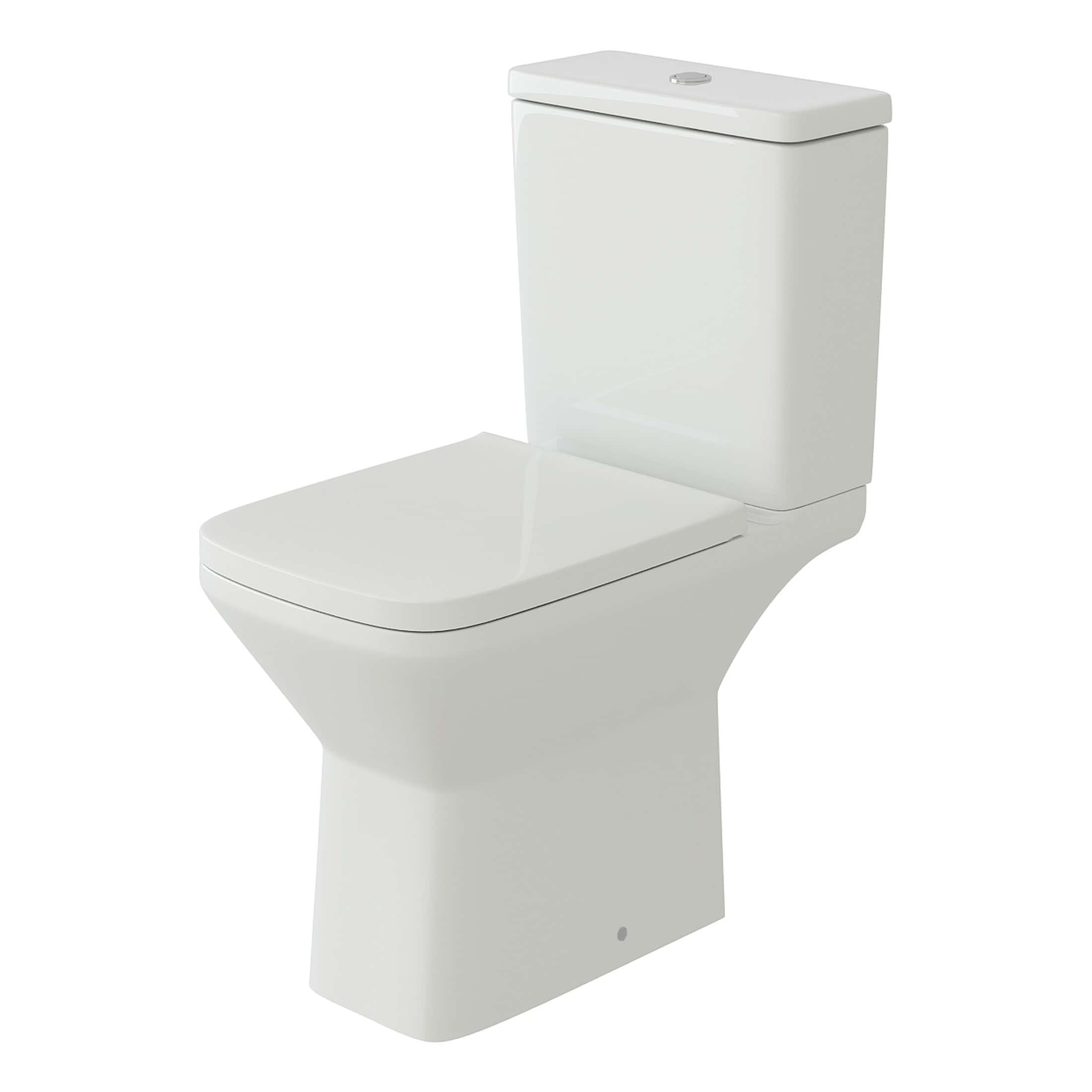 Toilet with cistern, modern white bathroom fixture, ideal for contemporary bathrooms and toilet installations.