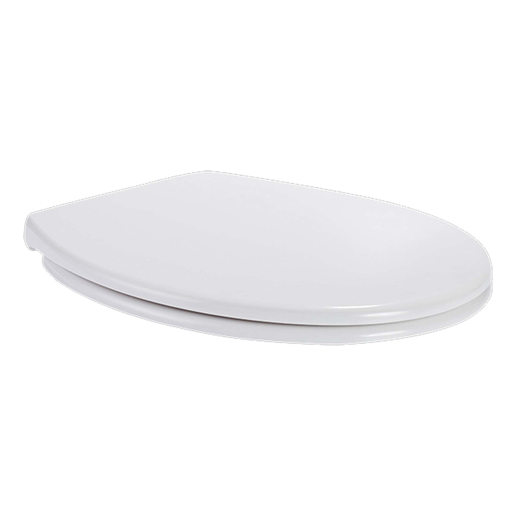Slim white toilet seat with soft-close lid, designed for modern bathroom comfort and hygiene. Compatible with standard toilet bowls, easy to install and clean. Ideal for contemporary bathroom upgrades.
