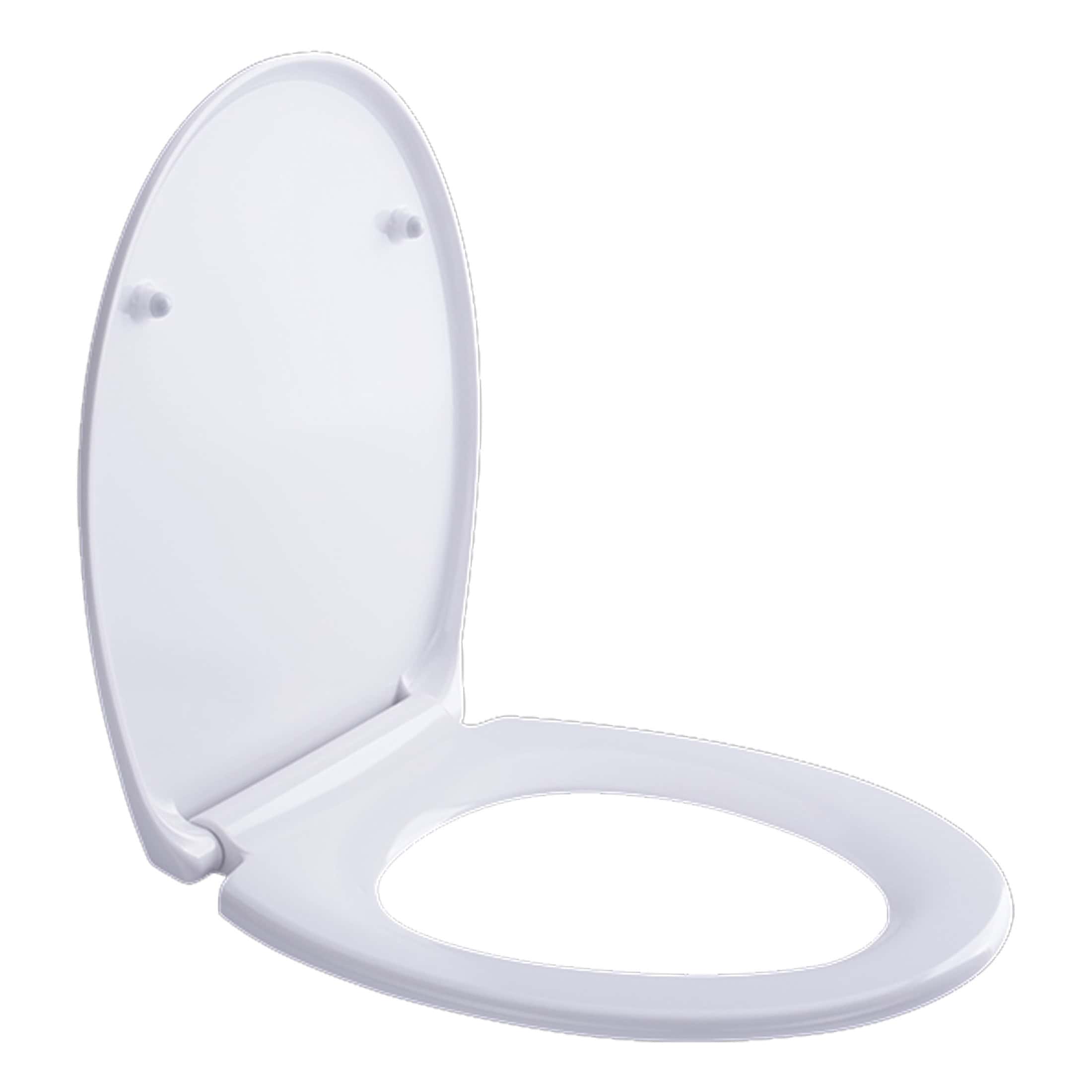 White modern toilet seat with soft-close lid, designed for bathroom comfort and hygiene. Suitable for bathroom renovations and compatible with various toilet models.