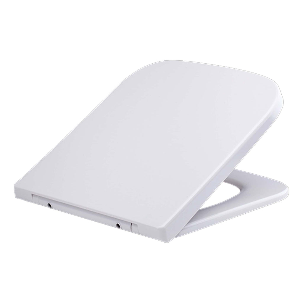 Modern white toilet seat with soft-close lid for contemporary bathroom design. Durable, hygienic, and comfortable, ideal for bathroom upgrades and renovations.