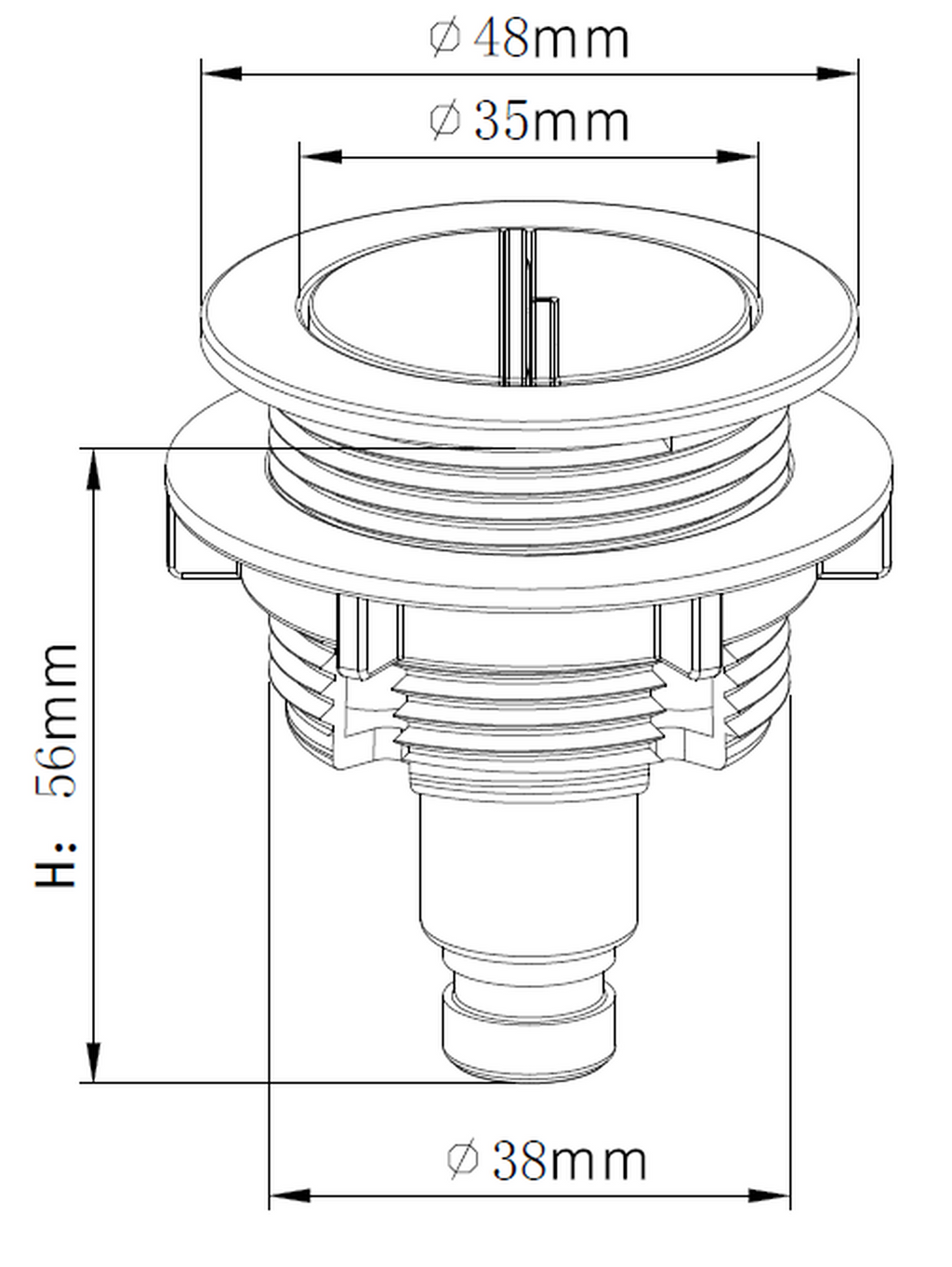 Tailored Plumb Essentials Concealed Cistern With Chrome Push Button - technical drawing with dimensions