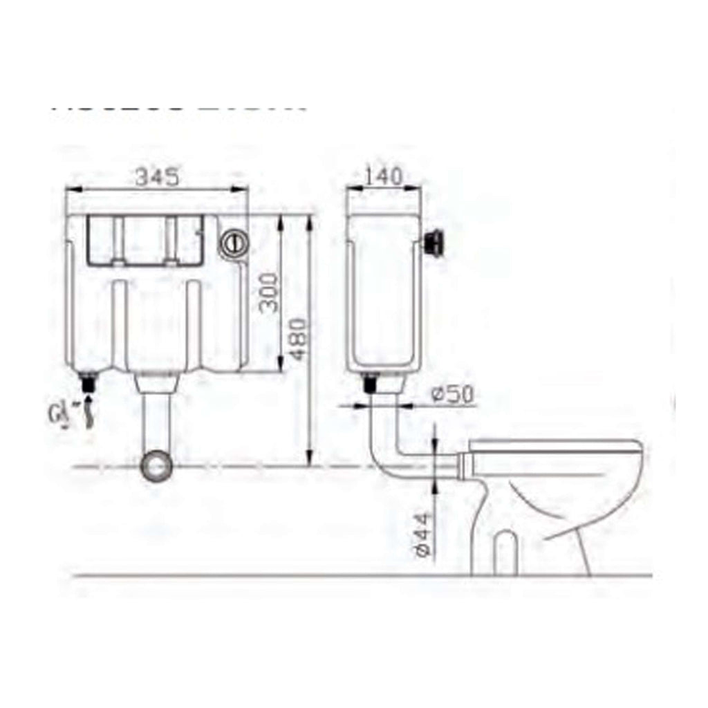 High-quality technical drawing of Bubly Bathrooms toilet installation with detailed measurements and specifications for bathroom design and plumbing projects.