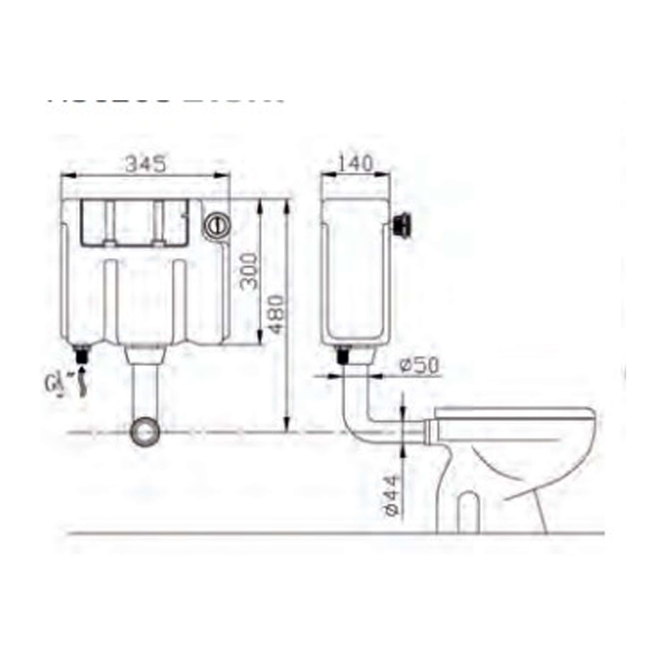High-quality technical drawing of Bubly Bathrooms toilet installation with detailed measurements and specifications for bathroom design and plumbing projects.