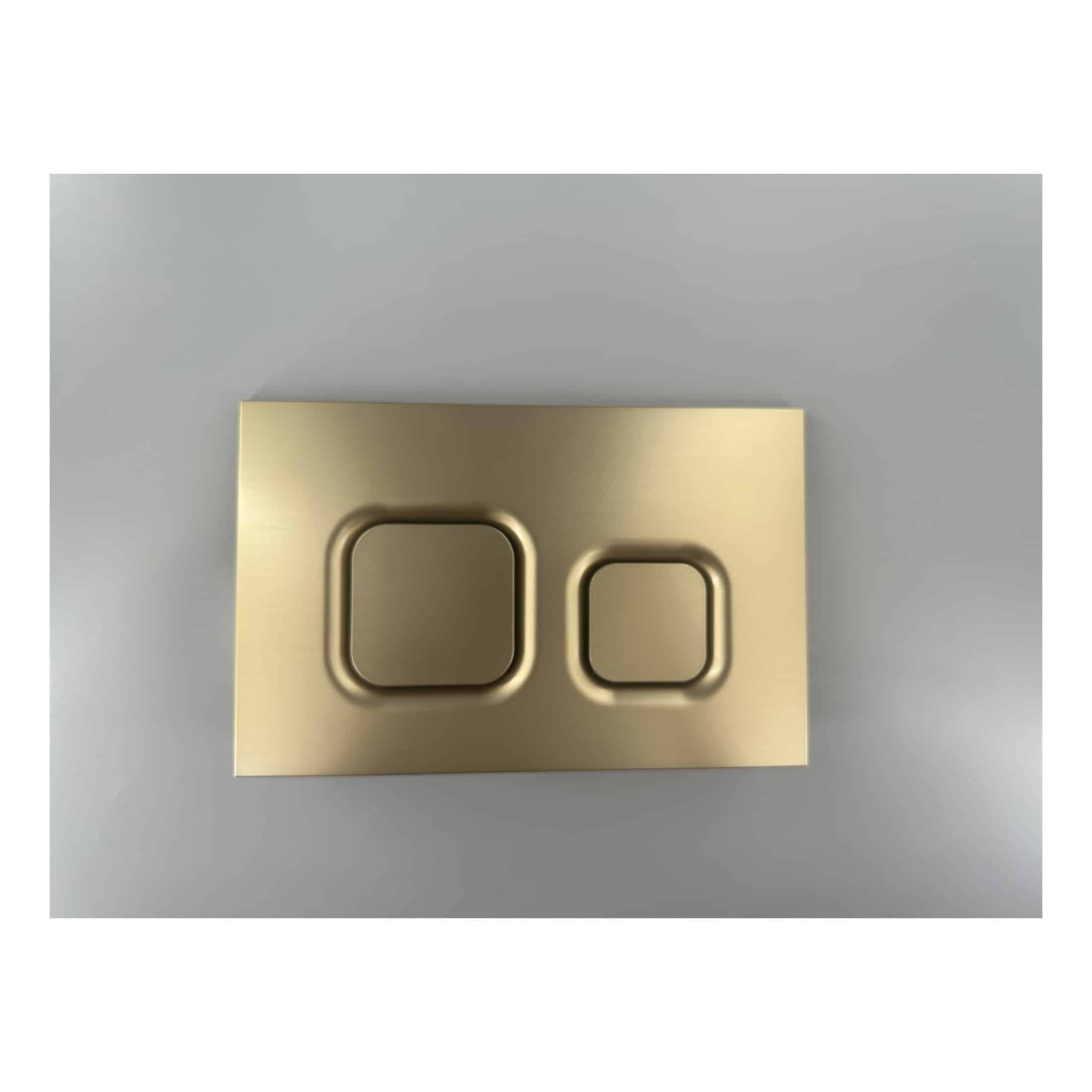 Sleek modern gold flush switch for bathrooms with dual button design, stylish and functional, enhancing contemporary bathroom decor.