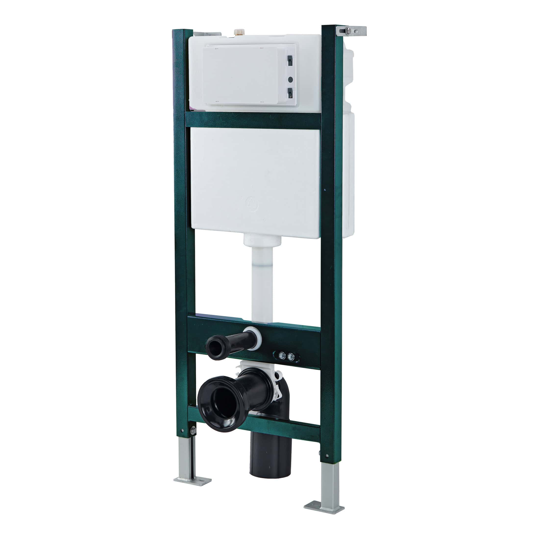 Flexible toilet frame and cistern system for accessible bathroom installation, compatible with various toilet models, ensuring comfort and easy maintenance for disabled or elderly users.