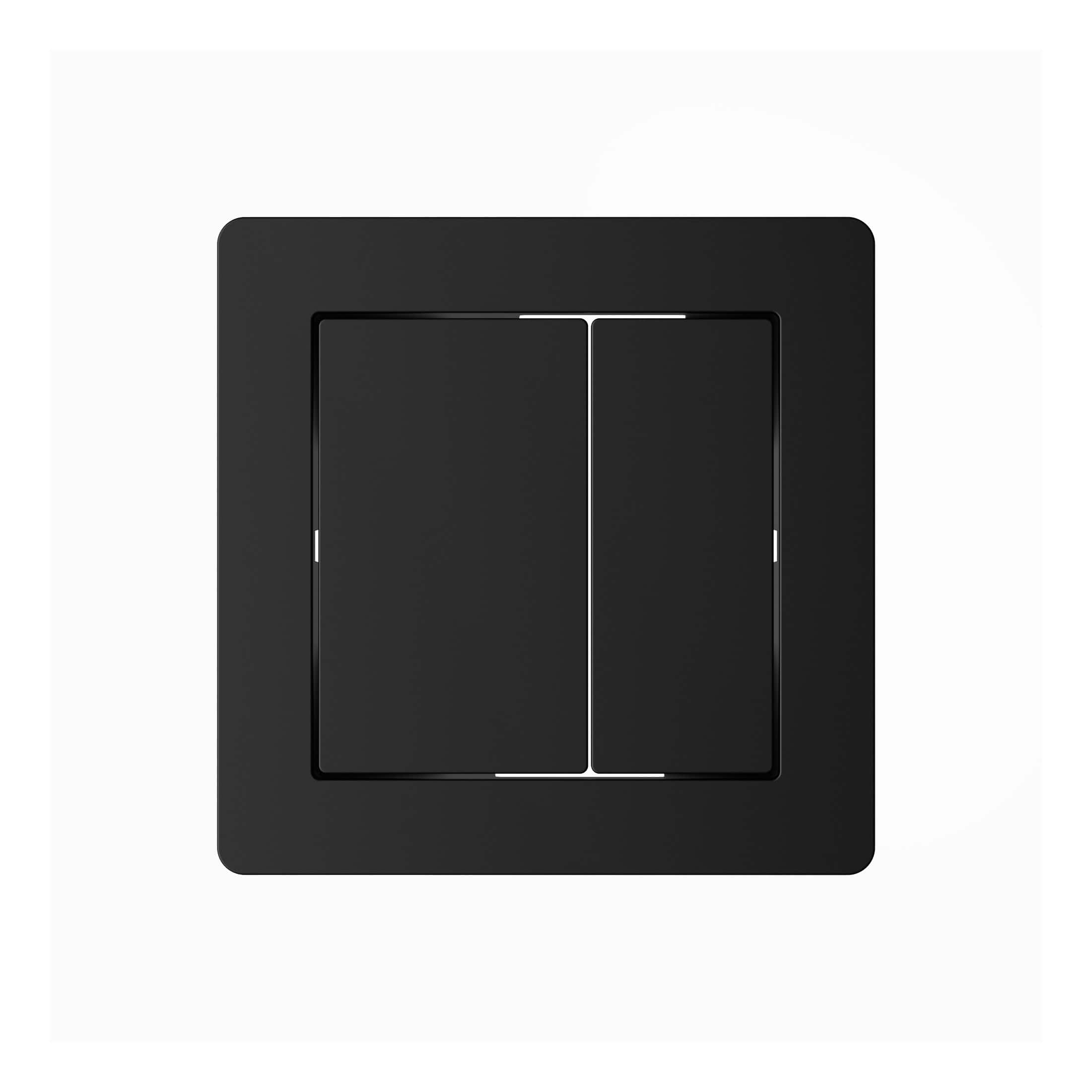 Sleek black modern bathroom light switch with dual buttons, ideal for contemporary bathroom decor and waterproof installation.