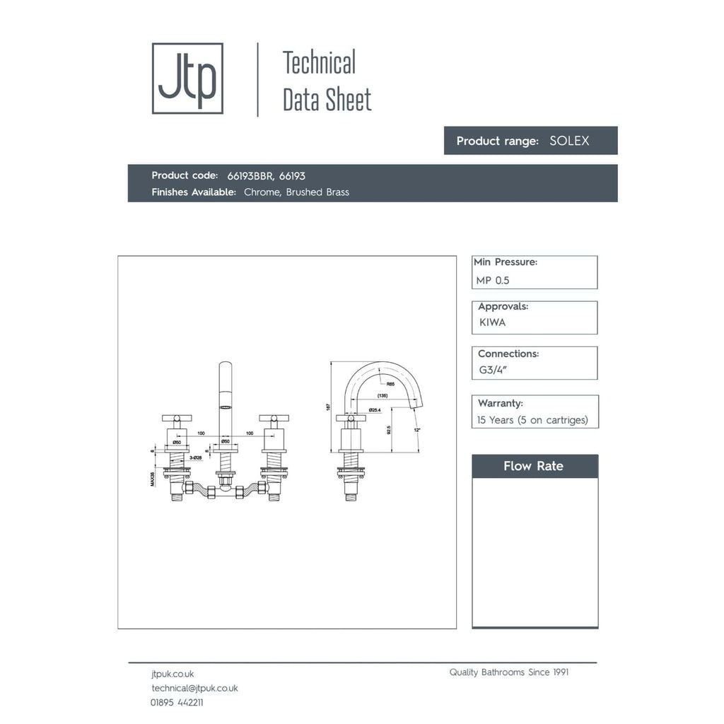 Brushed brass bathroom tap set with modern mixer and detailed technical drawing, ideal for stylish and functional bathroom renovations.