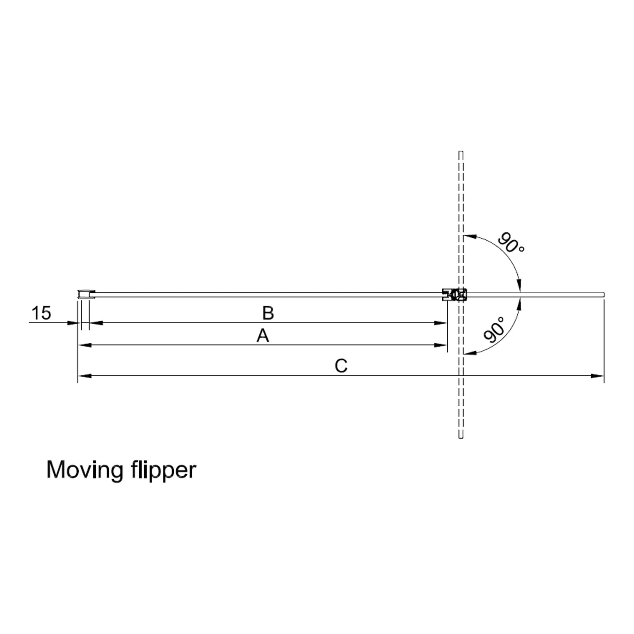 Flexible bathroom door hinge with adjustable moving flipper mechanism for optimal door positioning. Suitable for custom bathroom cabinetry and interior door installations.