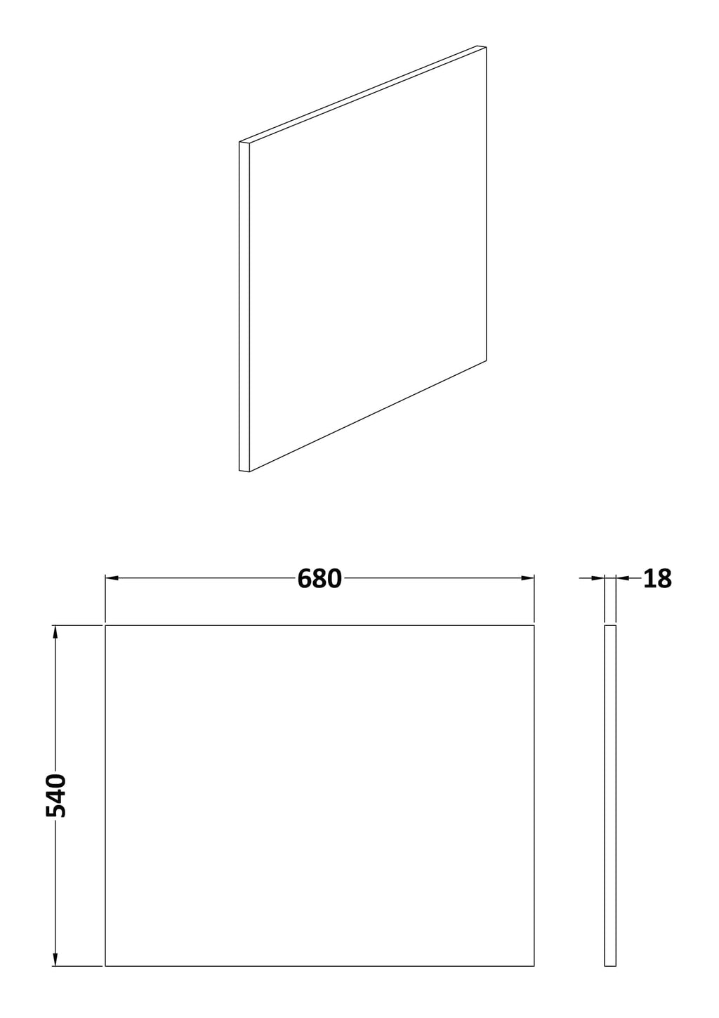 Versatile bathroom shower panel with sleek design, 680mm width and 540mm height, perfect for modern bathroom renovations and fittings. Durable, high-quality shower screen for a contemporary look.