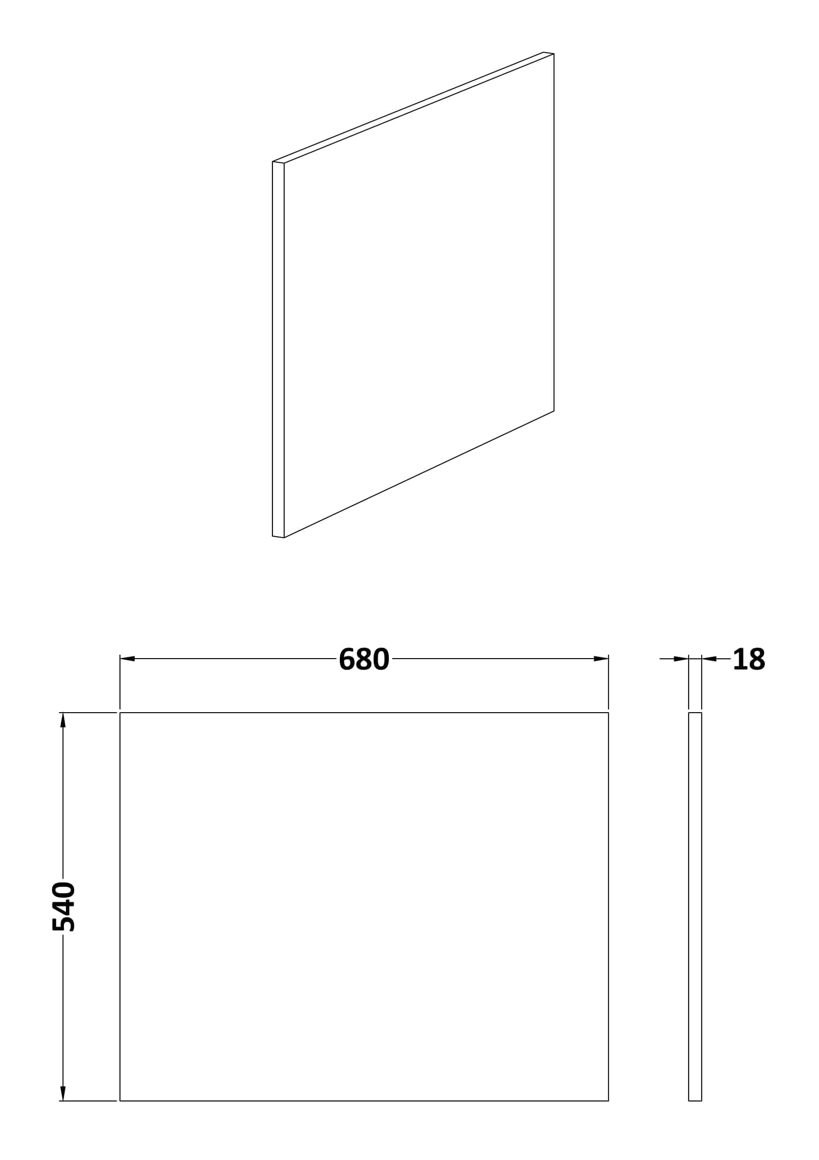 Versatile bathroom shower panel with sleek design, 680mm width and 540mm height, perfect for modern bathroom renovations and fittings. Durable, high-quality shower screen for a contemporary look.