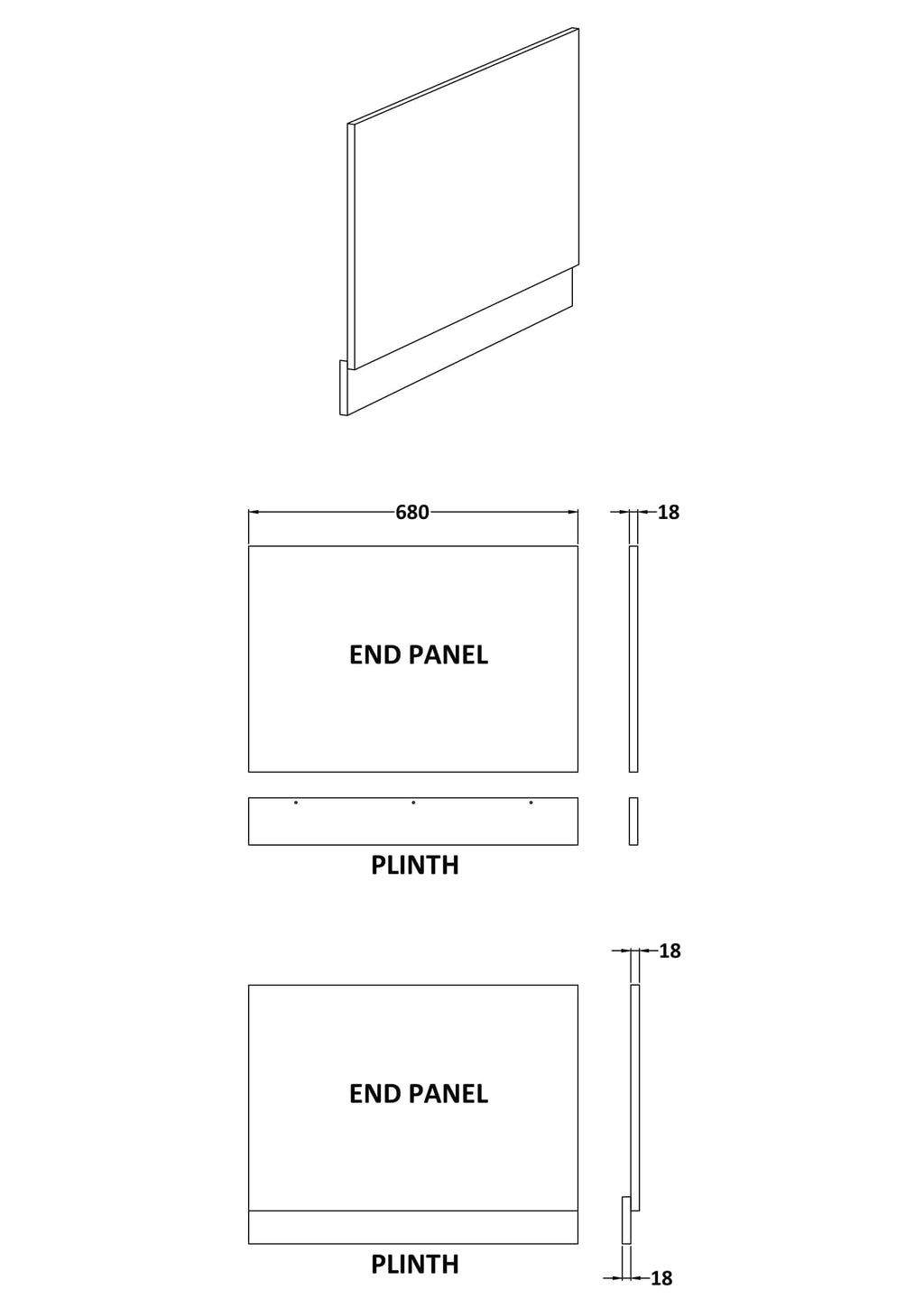 Stylish bathroom end panels with precise dimensions for customisable bathroom renovation and design. High-quality, durable materials for elegant bathroom aesthetics.