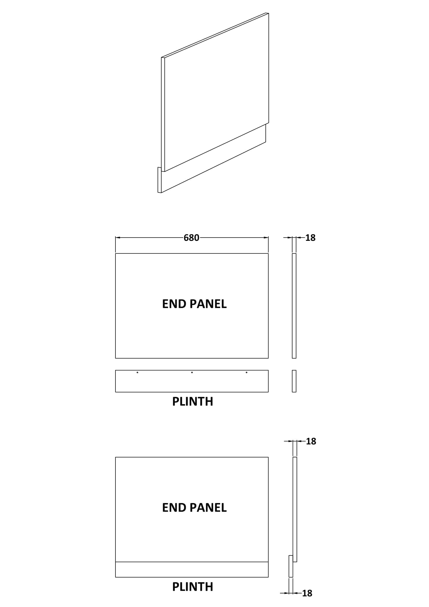 Stylish bathroom end panels with precise dimensions for customisable bathroom renovation and design. High-quality, durable materials for elegant bathroom aesthetics.