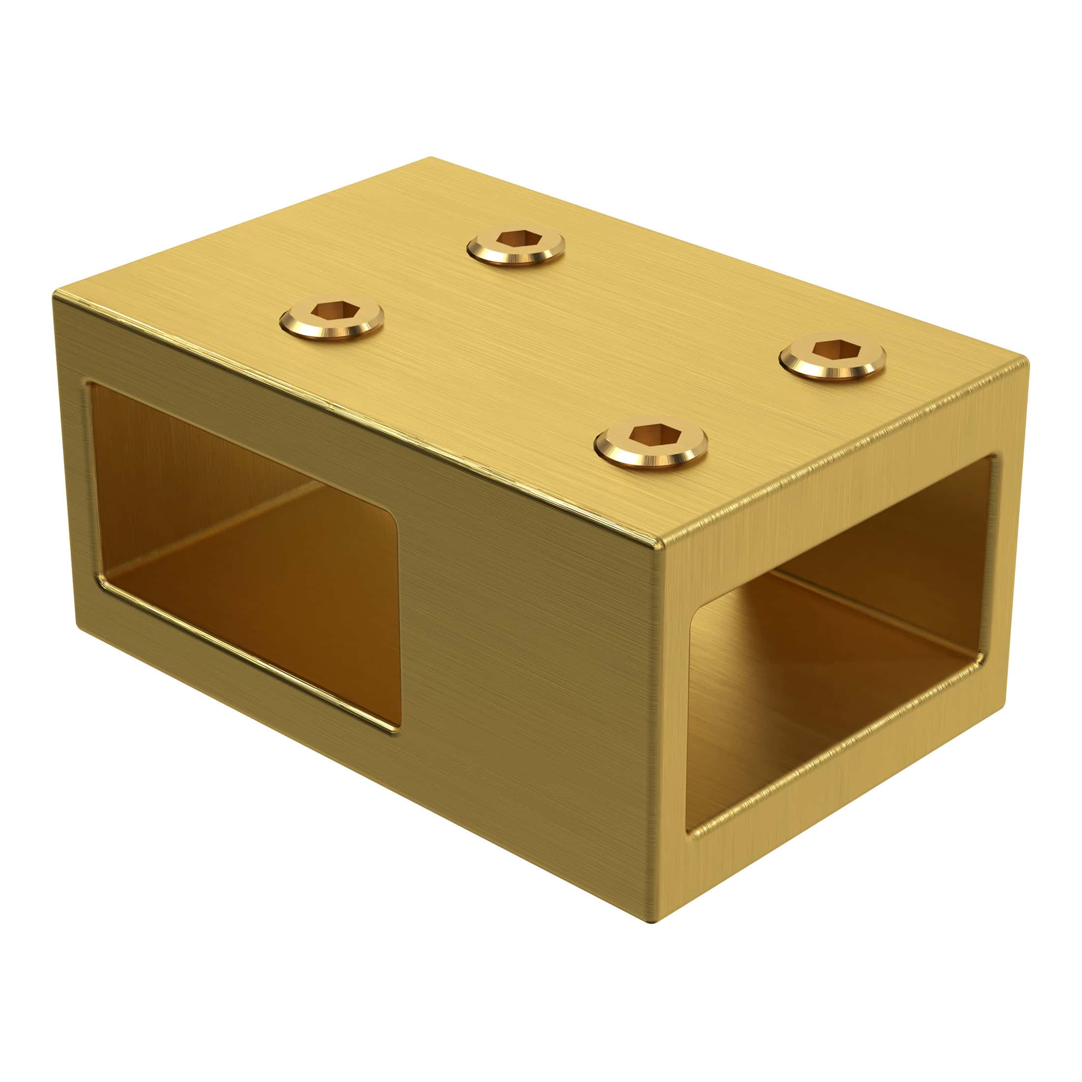 Polished gold bathroom cable clamp brass wiring connector with four screws for secure electrical installation. Perfect for luxury bathroom wiring and high-end fixtures.