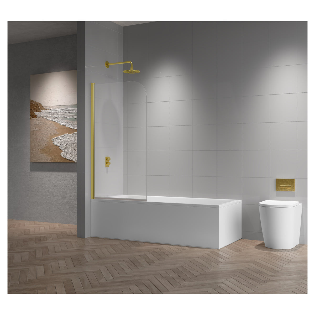 Tailored TI6 Bathscreen 780x1400 6mm - Brushed Brass