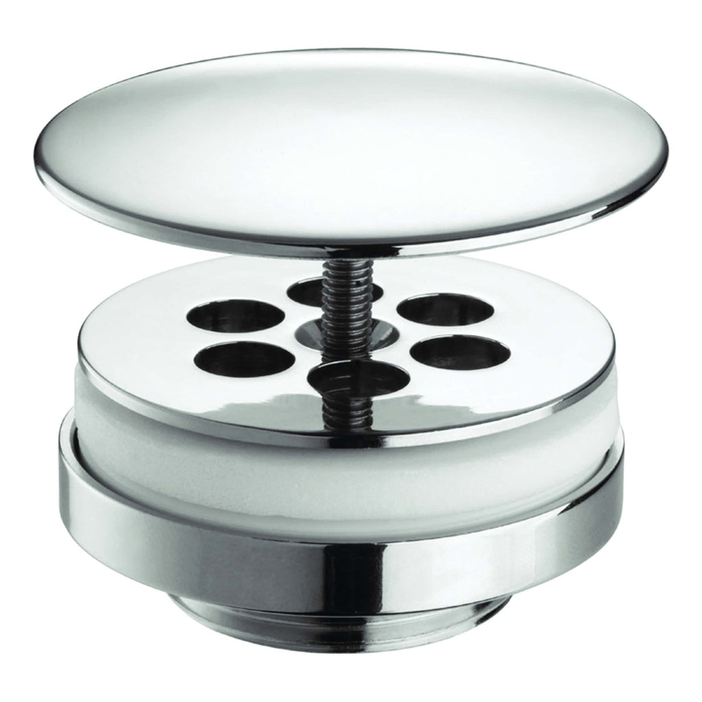 S-trap bathroom sink drain strainer in chrome finish, essential for plumbing and bathroom fixtures. Durable, easy to install, and prevents debris clogging drains, ideal for modern bathroom designs.