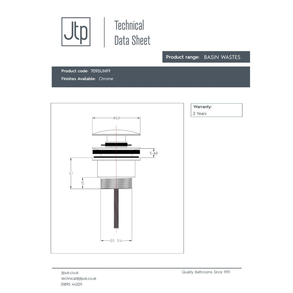 Modern bathroom basin waste with chrome finish, adjustable fits standard G1 1/4" fittings. Suitable for luxury bathroom setups, ensuring a secure flush and neat appearance. Perfect for stylish bathroom renovations.