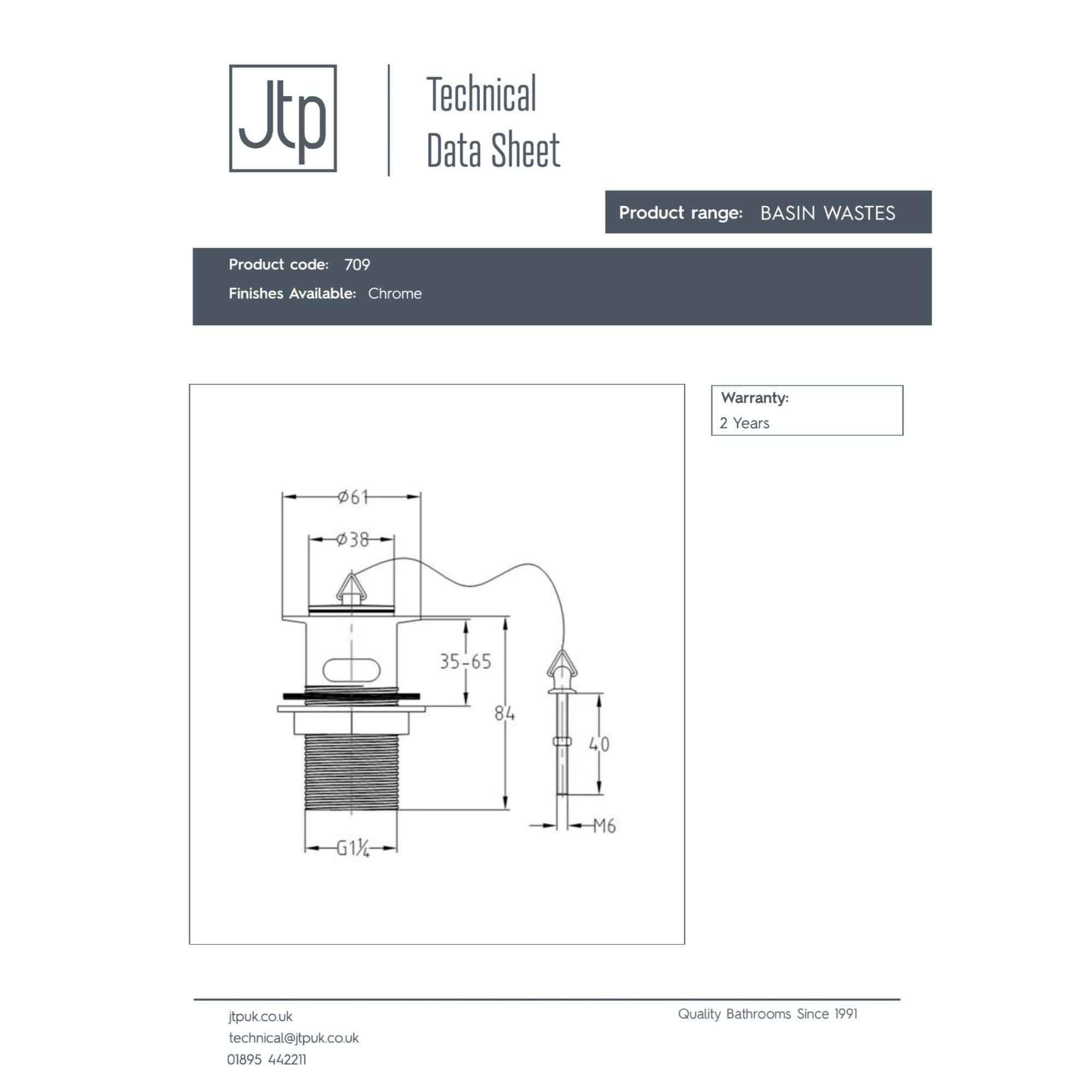 High-quality technical drawing of bathroom basin waste with chrome finish, showing dimensions and installation details for bathroom plumbing and hardware fittings.