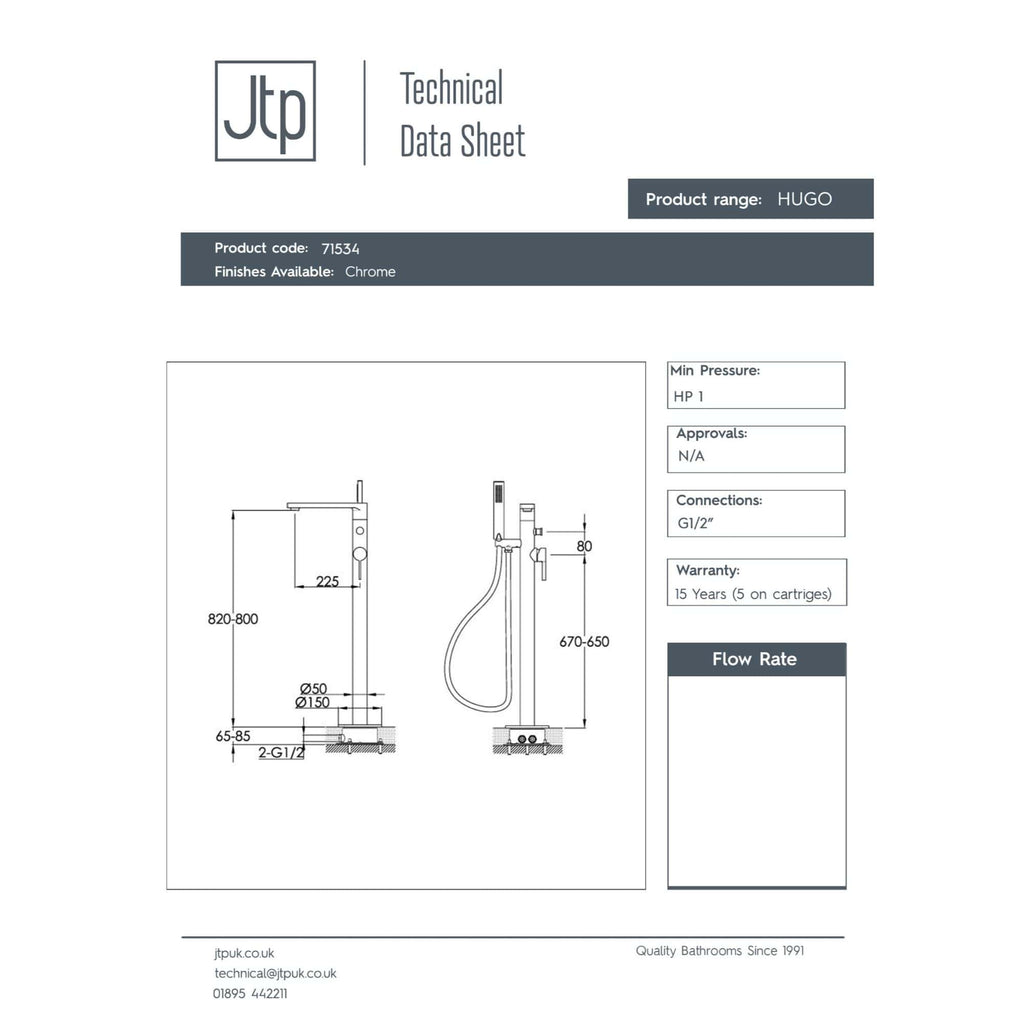 High-quality bathroom shower system with chrome finish, adjustable height, and G1/2" connections, designed for modern bathrooms; 15-year warranty included.