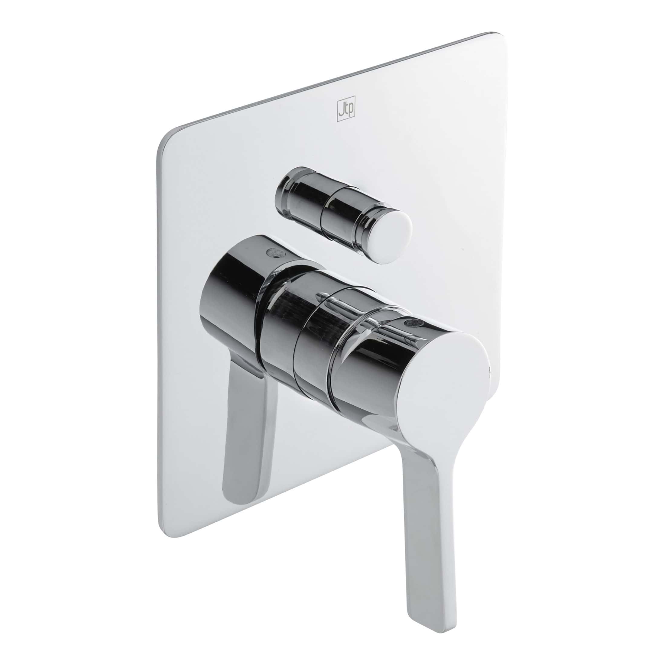 Shower valve with chrome finish, dual control for precise temperature and flow management, ideal for modern bathroom installations.