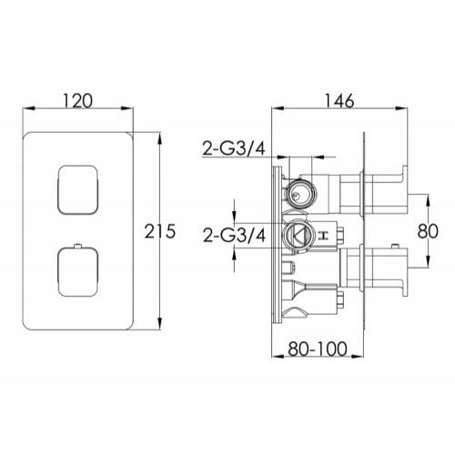 High-quality bathroom shower mixer from Bubly Bathrooms, featuring modern design and precise measurements for easy installation. Perfect for upgrading your bathroom with durable and stylish fixtures.