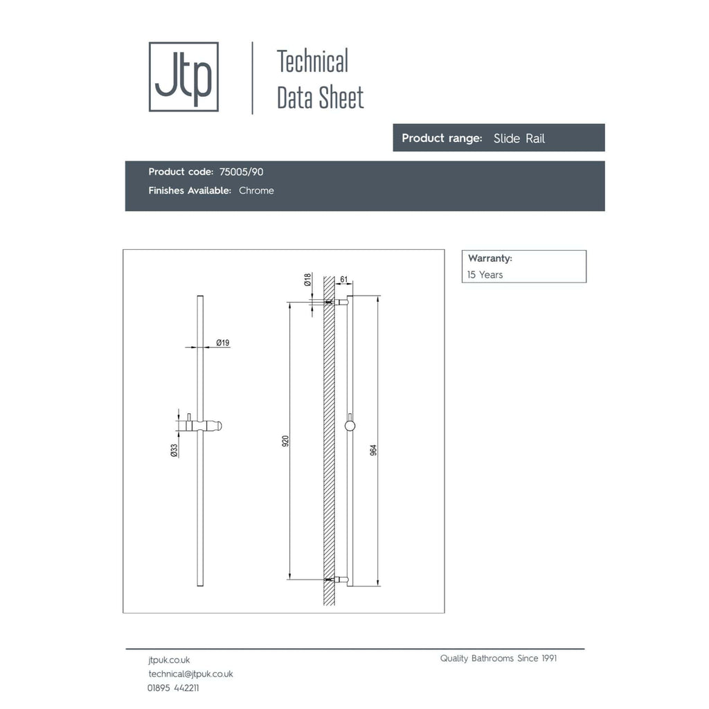 Shower slide rail in chrome finish, adjustable height with modern design, ideal for bathrooms, compatible with various shower heads, durable materials, and easy installation.