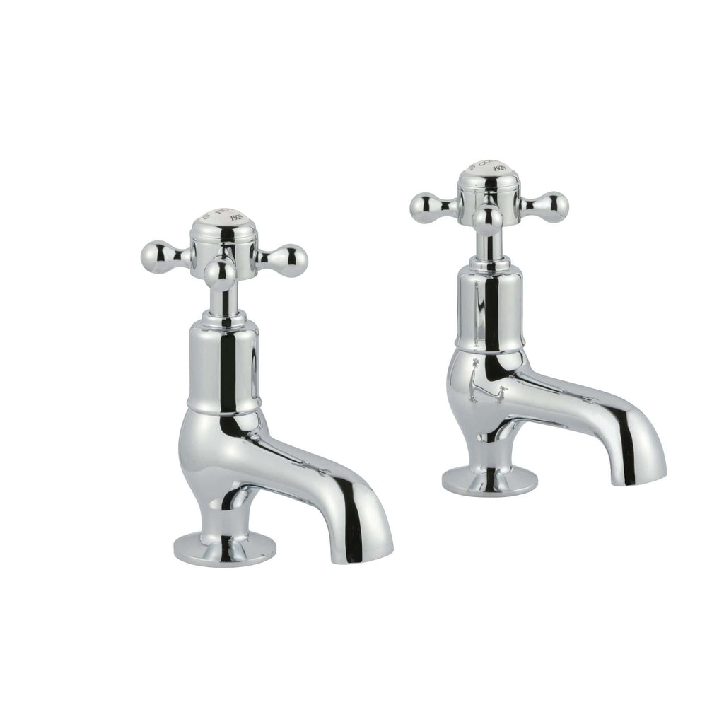 Chrome bathroom taps, vintage style cross handle basin mixer taps, ideal for classic or traditional bathroom settings, high-quality brass construction, durable and elegant design.