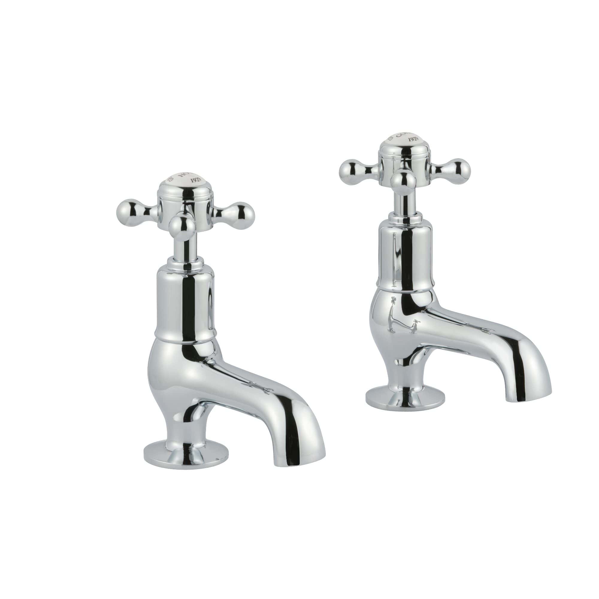 Chrome bathroom taps, vintage style cross handle basin mixer taps, ideal for classic or traditional bathroom settings, high-quality brass construction, durable and elegant design.