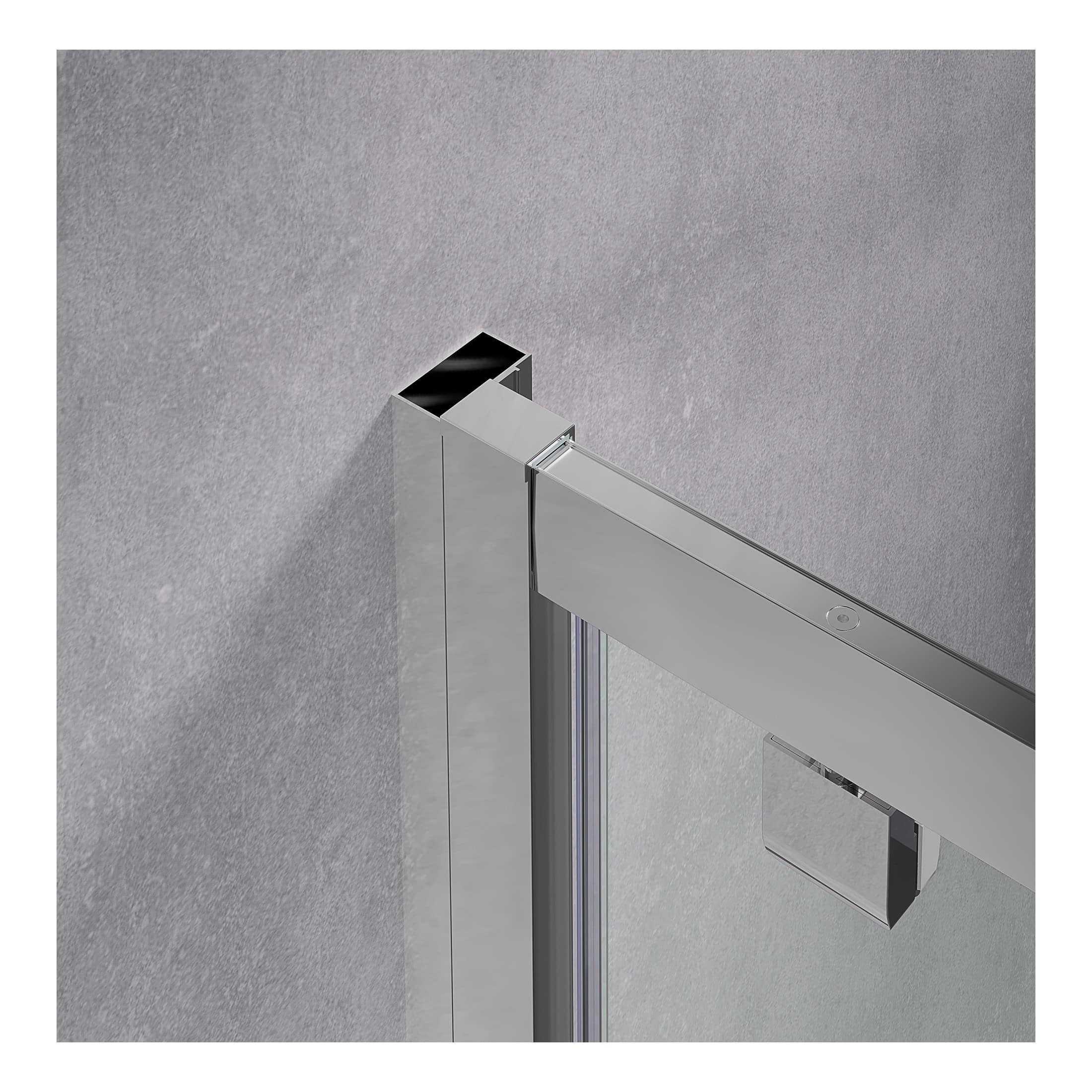 Polished modern shower door track with sleek aluminium finish for bathroom renovation, providing durability and a contemporary look. Ideal for frameless shower enclosures.