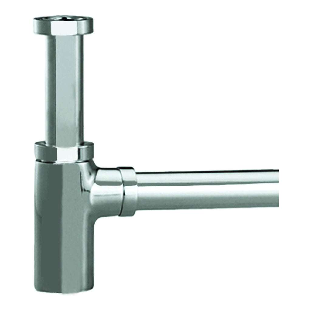 Siphon kitchen drain pipe for bathroom sink in brushed stainless steel, designed for efficient water flow and easy installation. Ideal for modern bathroom plumbing systems.