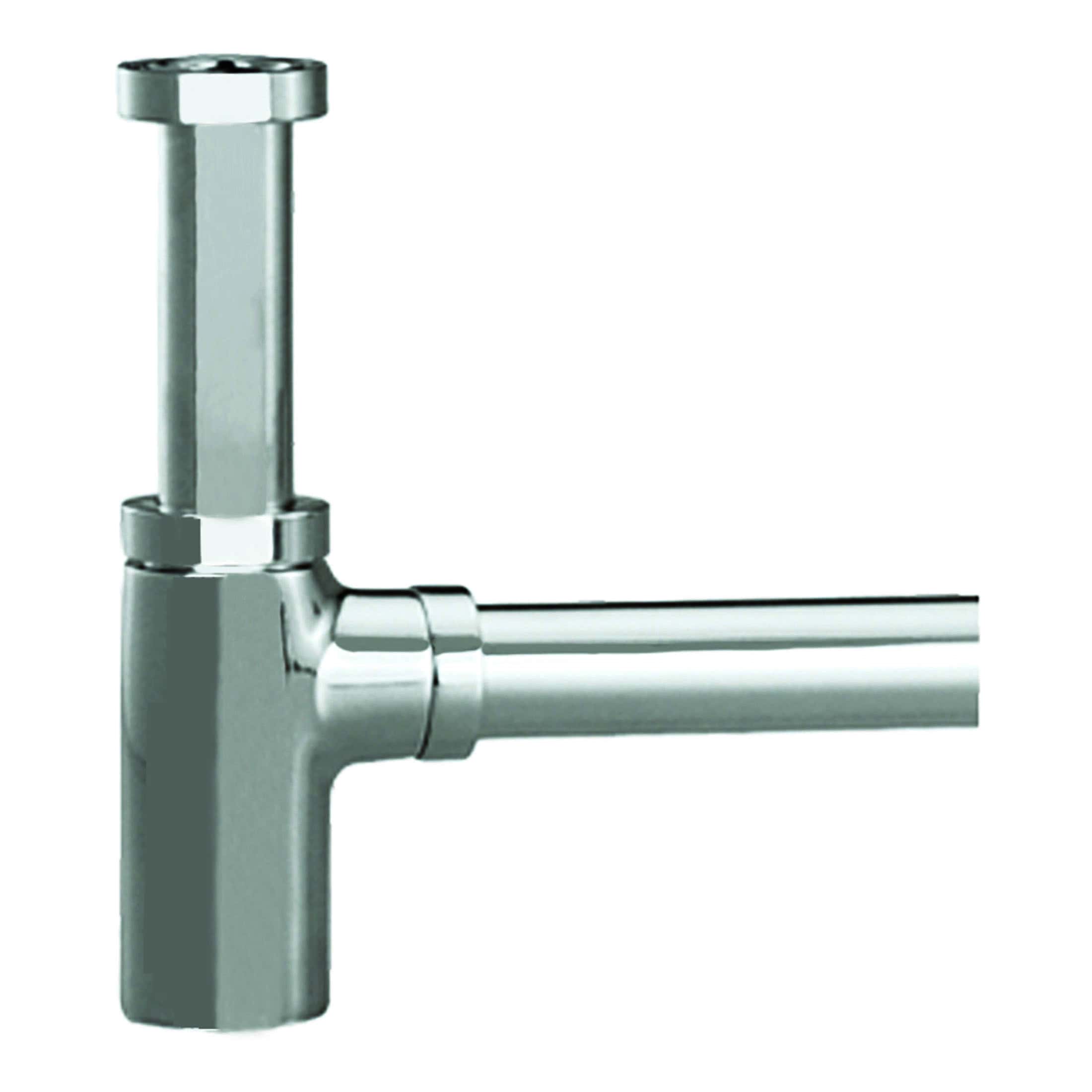 Siphon kitchen drain pipe for bathroom sink in brushed stainless steel, designed for efficient water flow and easy installation. Ideal for modern bathroom plumbing systems.