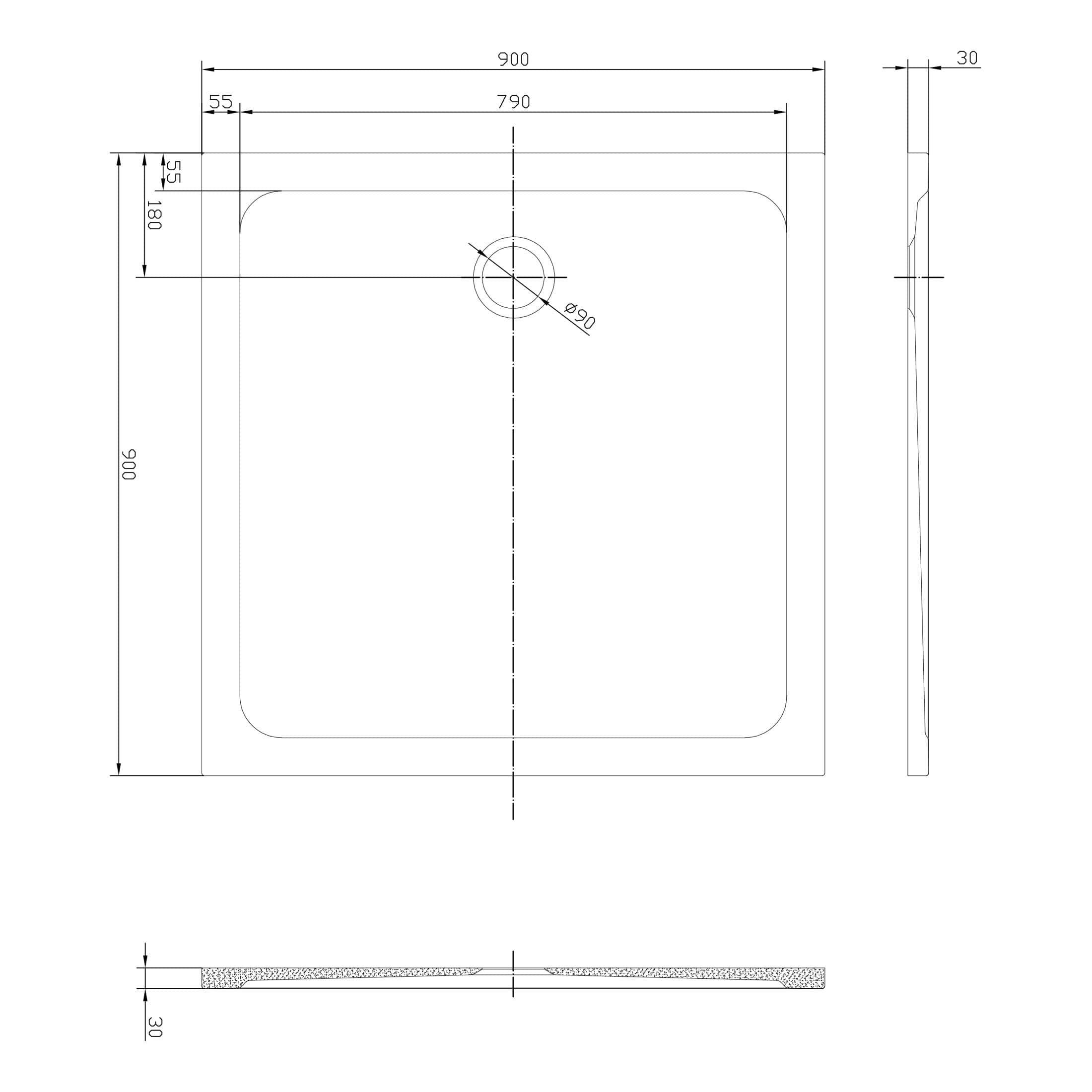 Luxurious bathroom shower tray with precise dimensions, perfect for modern bathroom renovations, featuring high-quality materials and sleek design from Bubly Bathrooms.