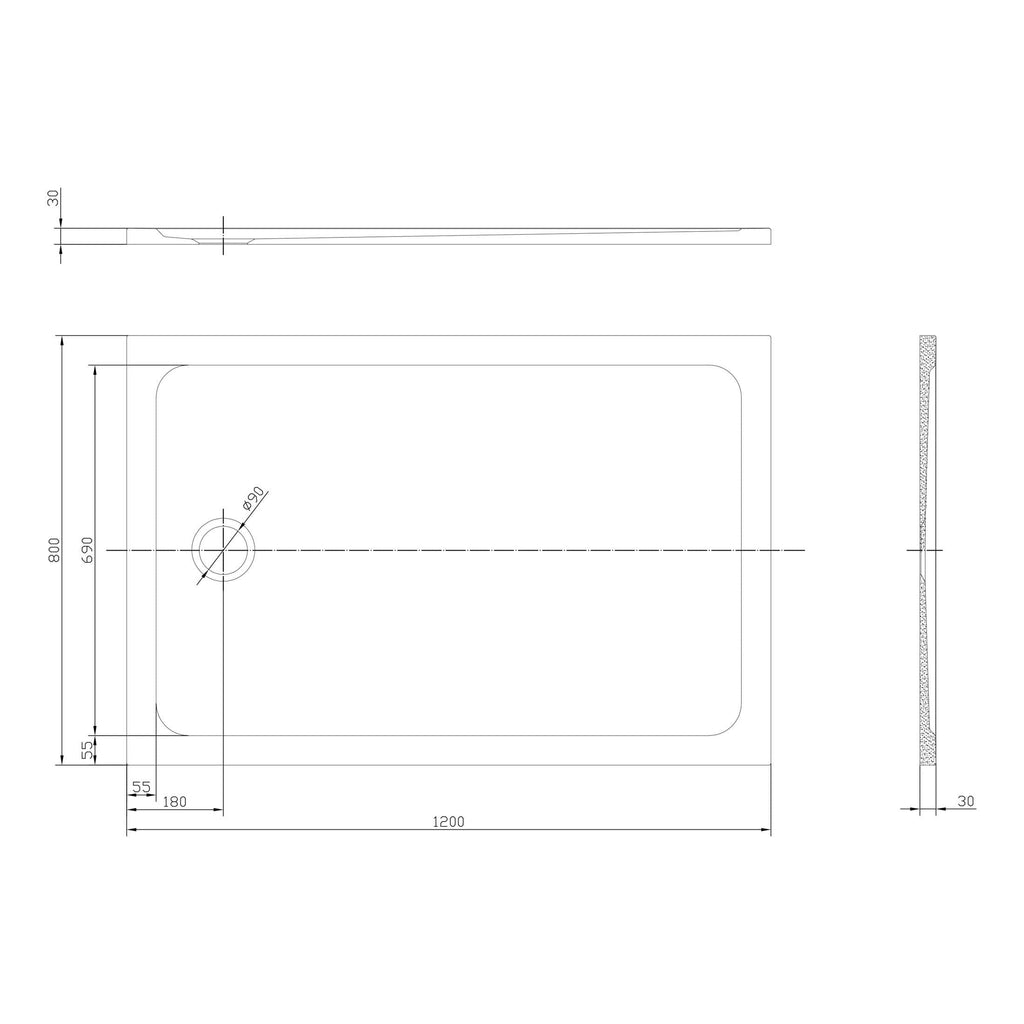 Modern rectangular bathroom shower tray with precise dimensions, non-slip surface, and durable construction for an elegant and functional bathroom upgrade.