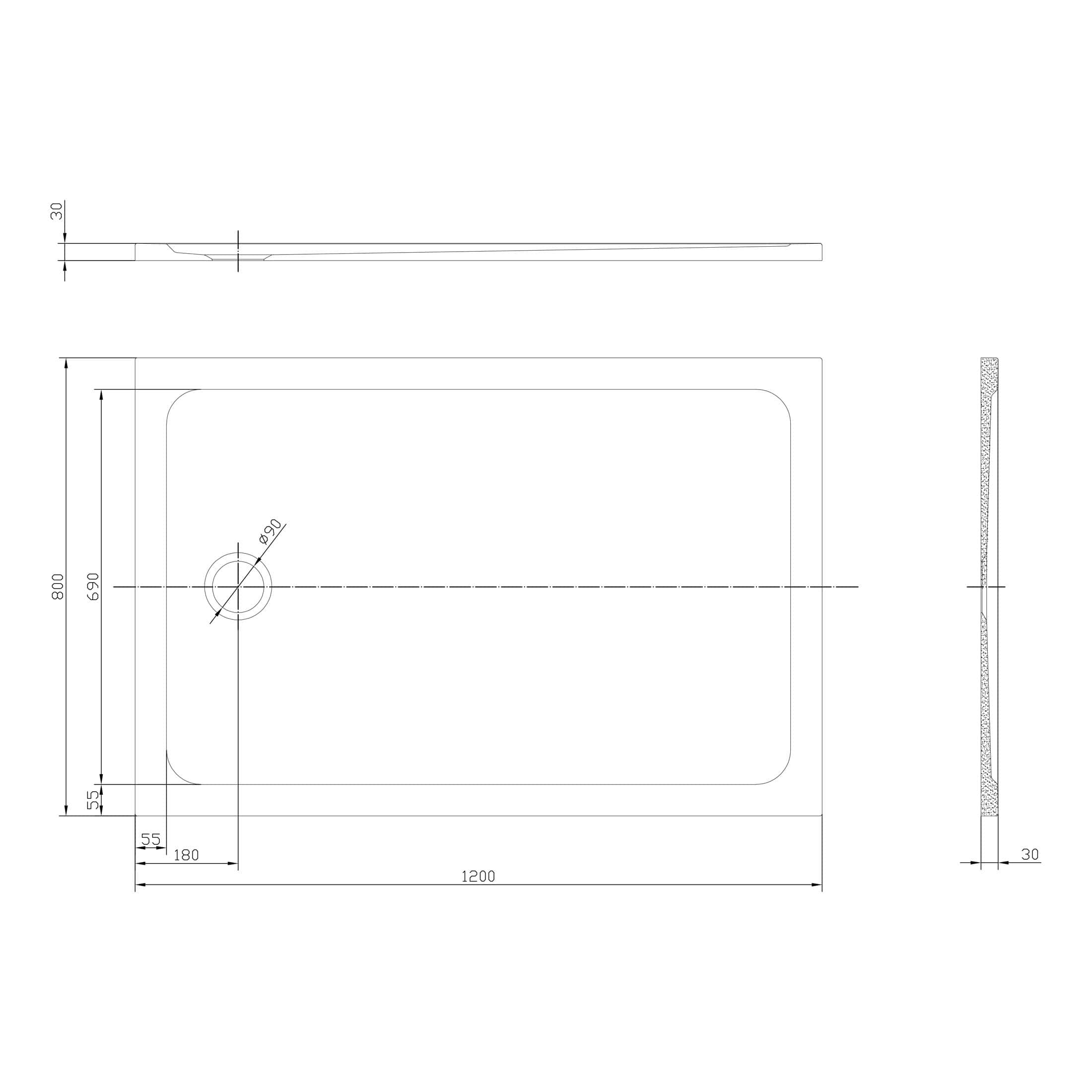 Modern rectangular bathroom shower tray with precise dimensions, non-slip surface, and durable construction for an elegant and functional bathroom upgrade.