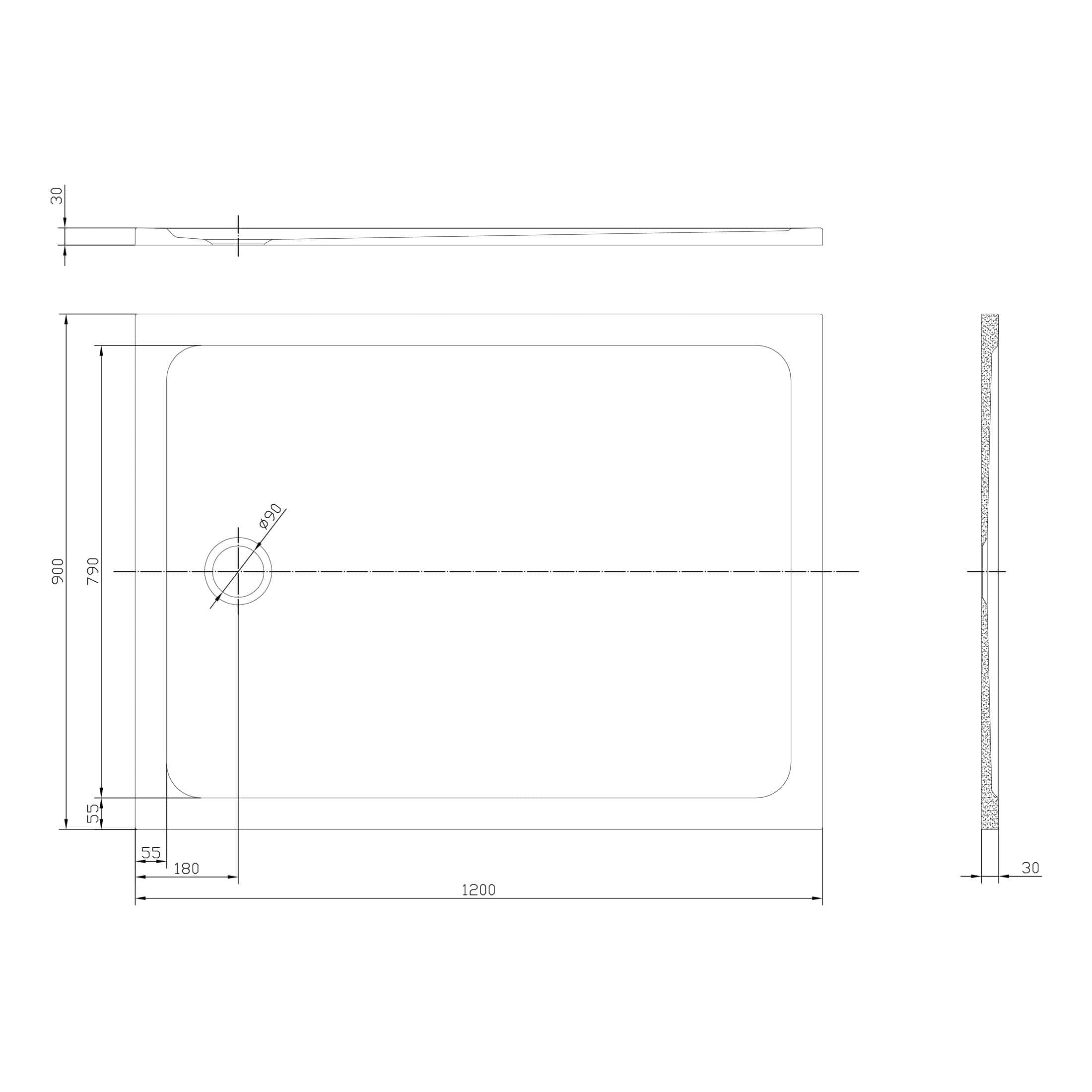 High-quality bathroom shower tray with precise dimensions, perfect for modern bathroom installations, featuring a sleek design for optimal water drainage and easy installation.