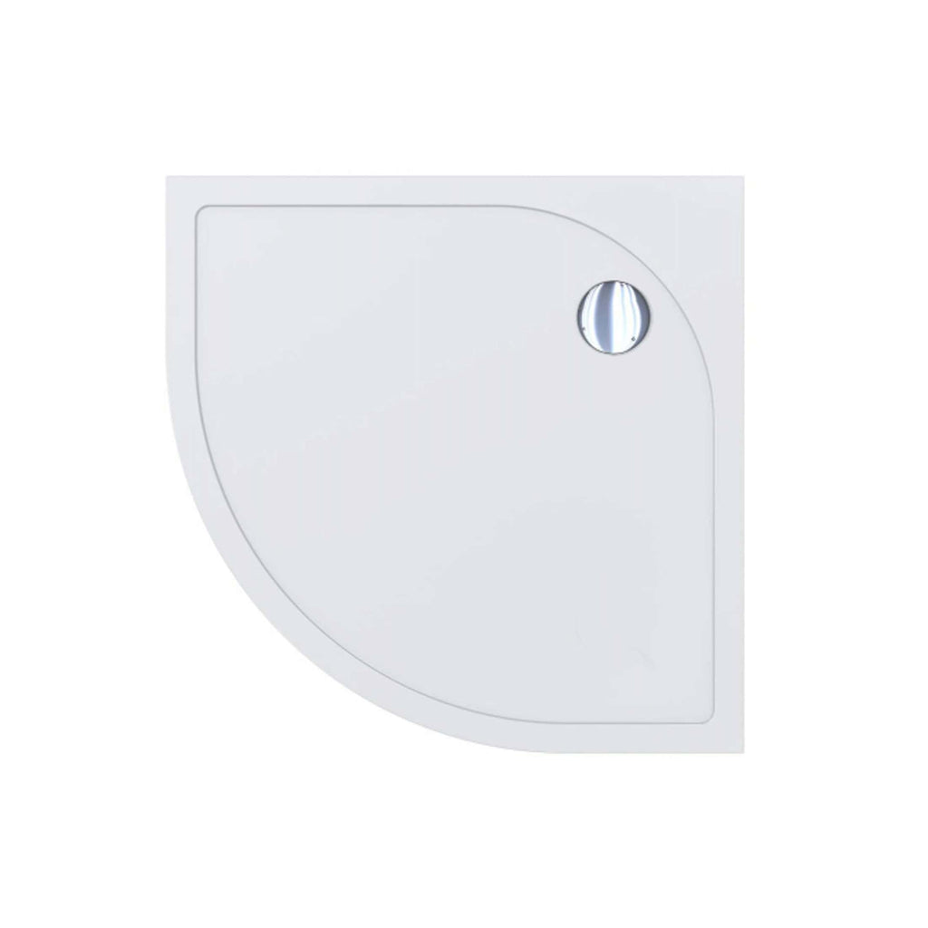 Mini shower drain with a sleek white cover and adjustable dial, ideal for contemporary bathroom designs and reliable water drainage solutions.