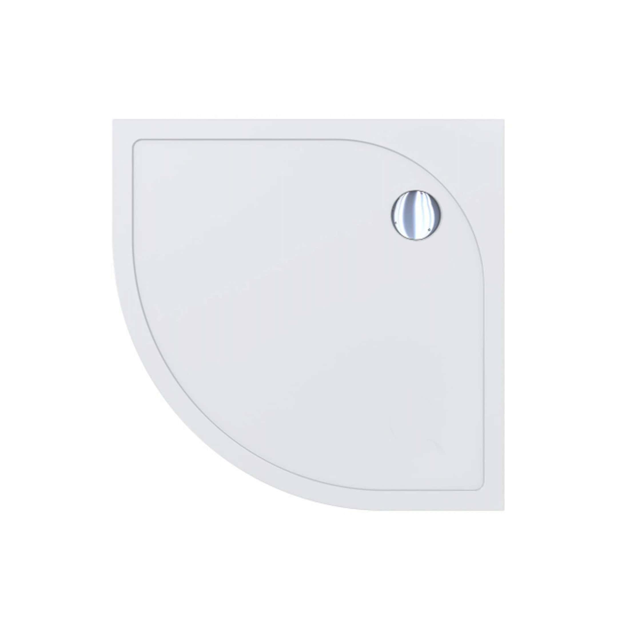 Mini shower drain with a sleek white cover and adjustable dial, ideal for contemporary bathroom designs and reliable water drainage solutions.