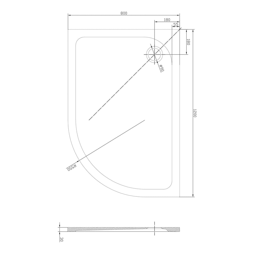Smooth white corner shower tray with easy access and durable construction, perfect for modern bathroom renovations and space-saving designs.