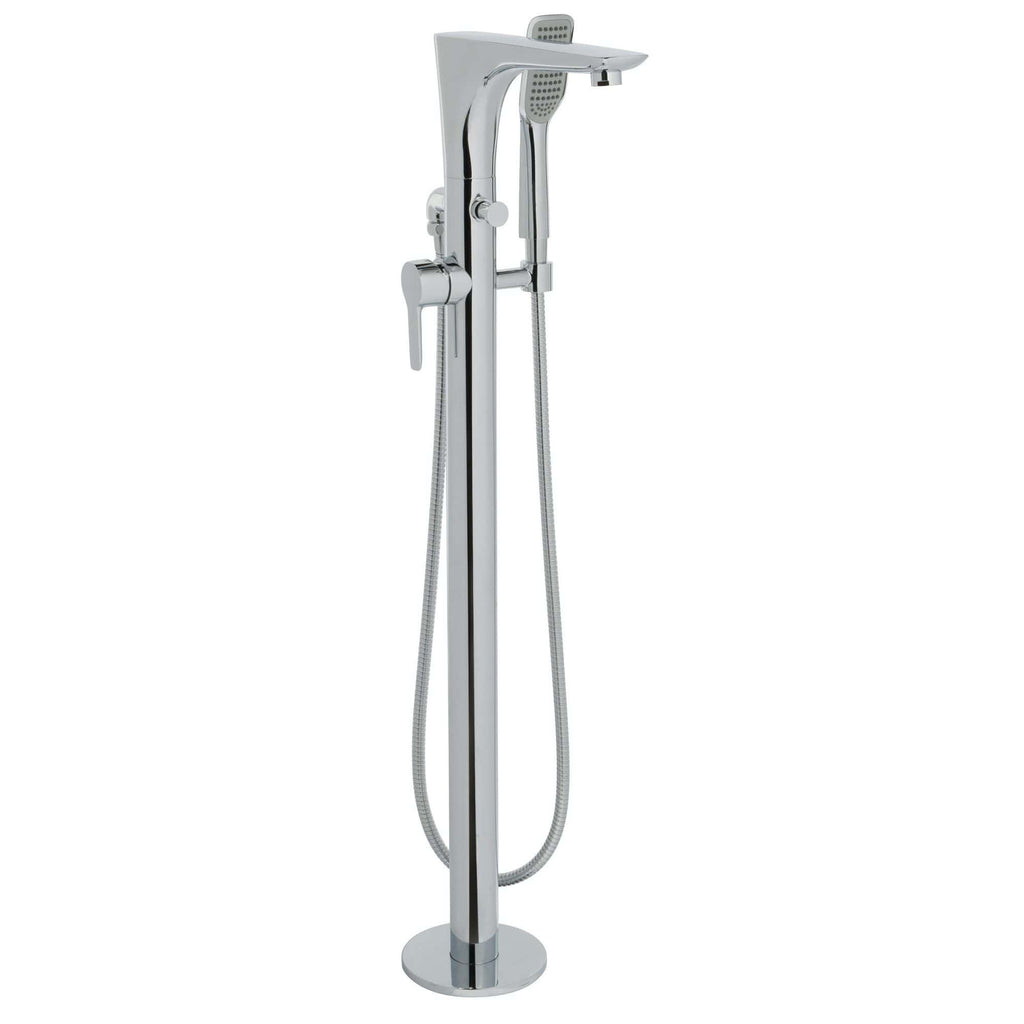 Shower column with handheld showerhead, modern chrome finish, ideal for luxury bathroom renovations, enhancing space and style.