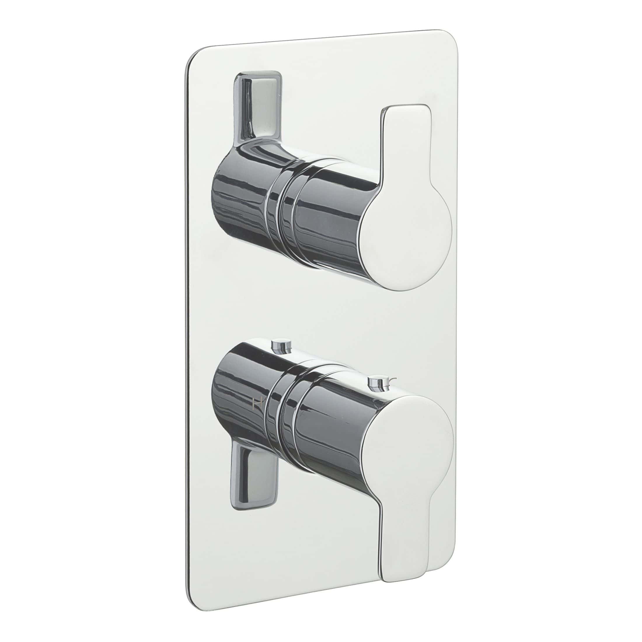 Polished chrome dual flush bathroom toilet flush plate, modern design for efficient water saving and easy installation. High-quality bathroom accessories from Bubly Bathrooms.