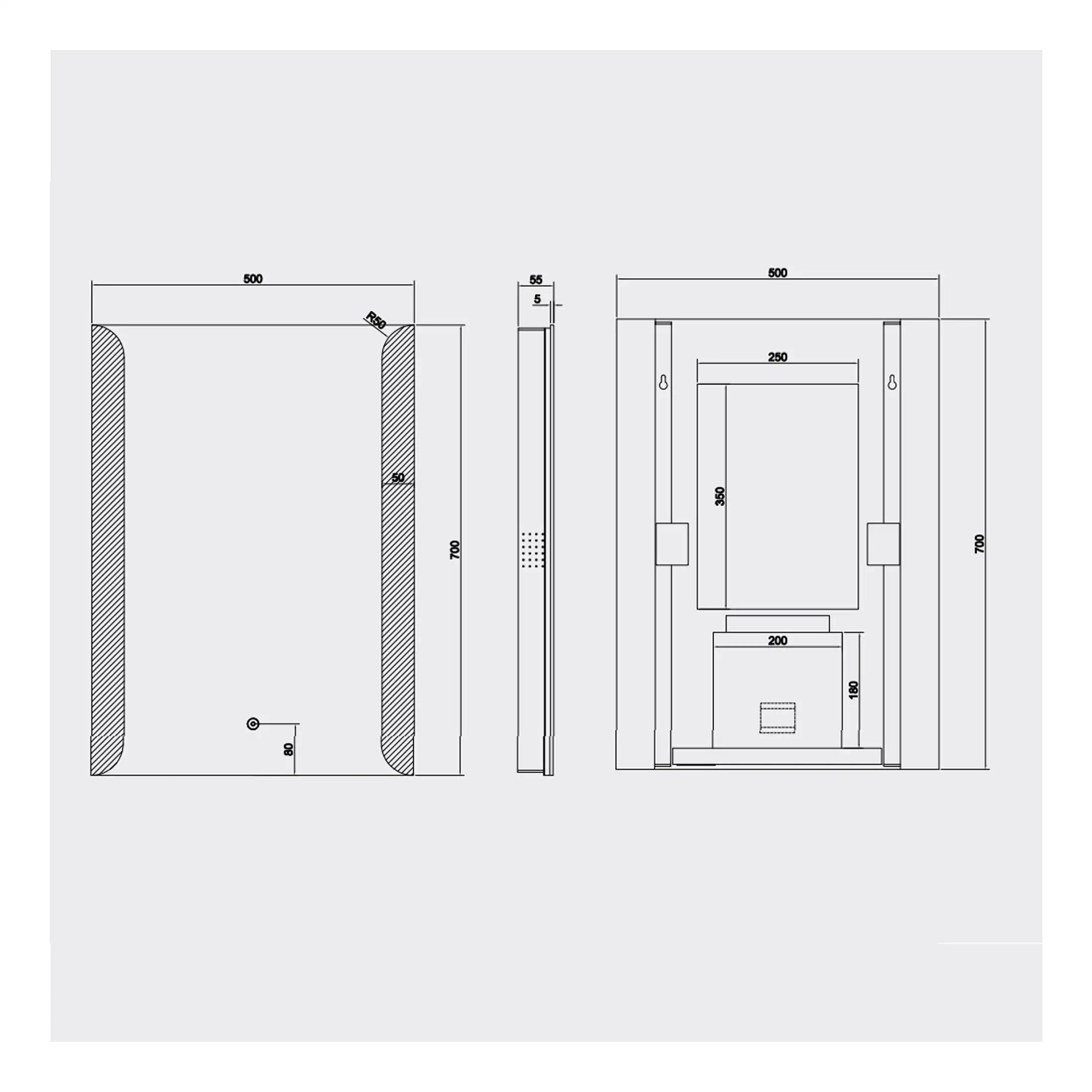 High-quality shower enclosure design with precise measurements and innovative features for modern bathrooms. Showcasing technical drawings for bathroom renovation and installation.