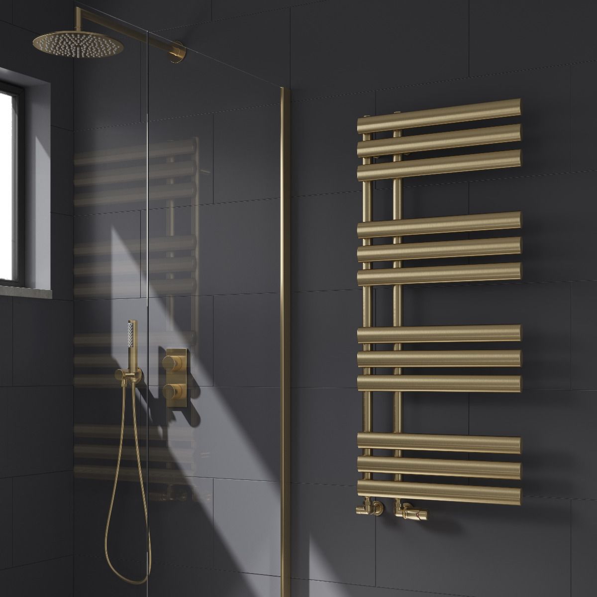 Reina Chisa Brushed Brass Heated Towel Rail