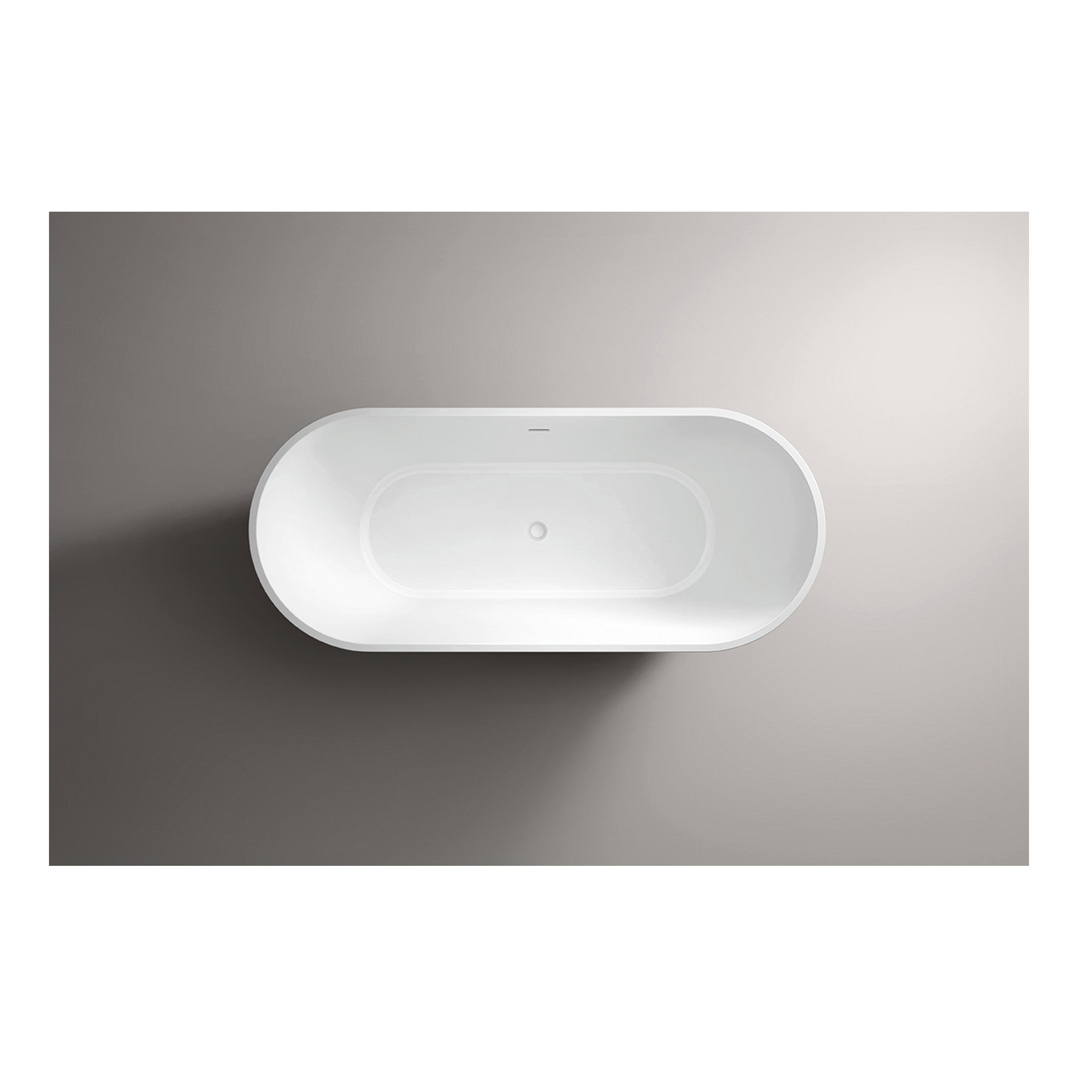 Modern freestanding white bathtub with sleek design, perfect for luxury bathrooms and high-end home renovations. Ideal for soaking and relaxation in contemporary bathroom interiors at Bubly Bathrooms.