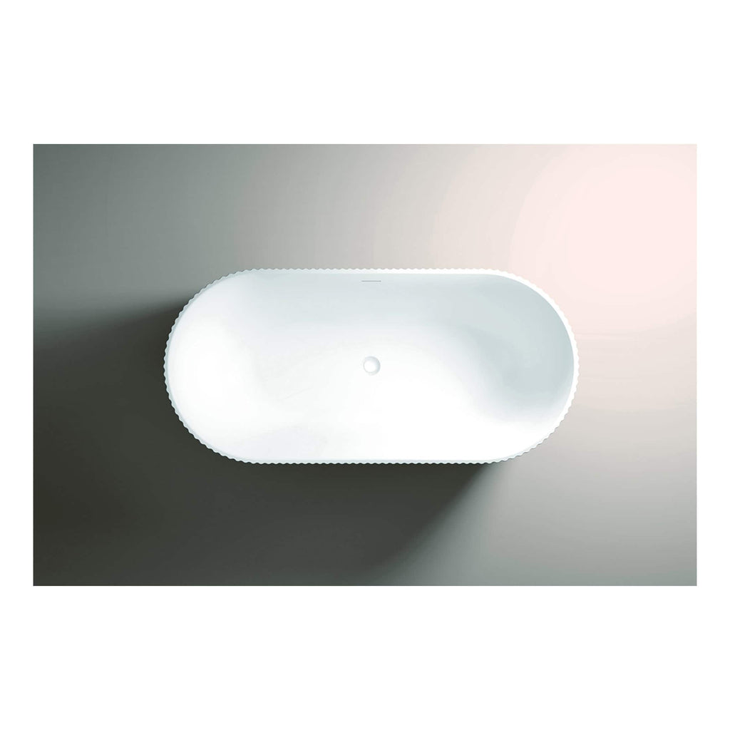 Compact modern white bathtub with rounded edges, ideal for contemporary bathrooms, featuring a sleek design and smooth finish. Perfect for stylish, functional bathroom renovations.