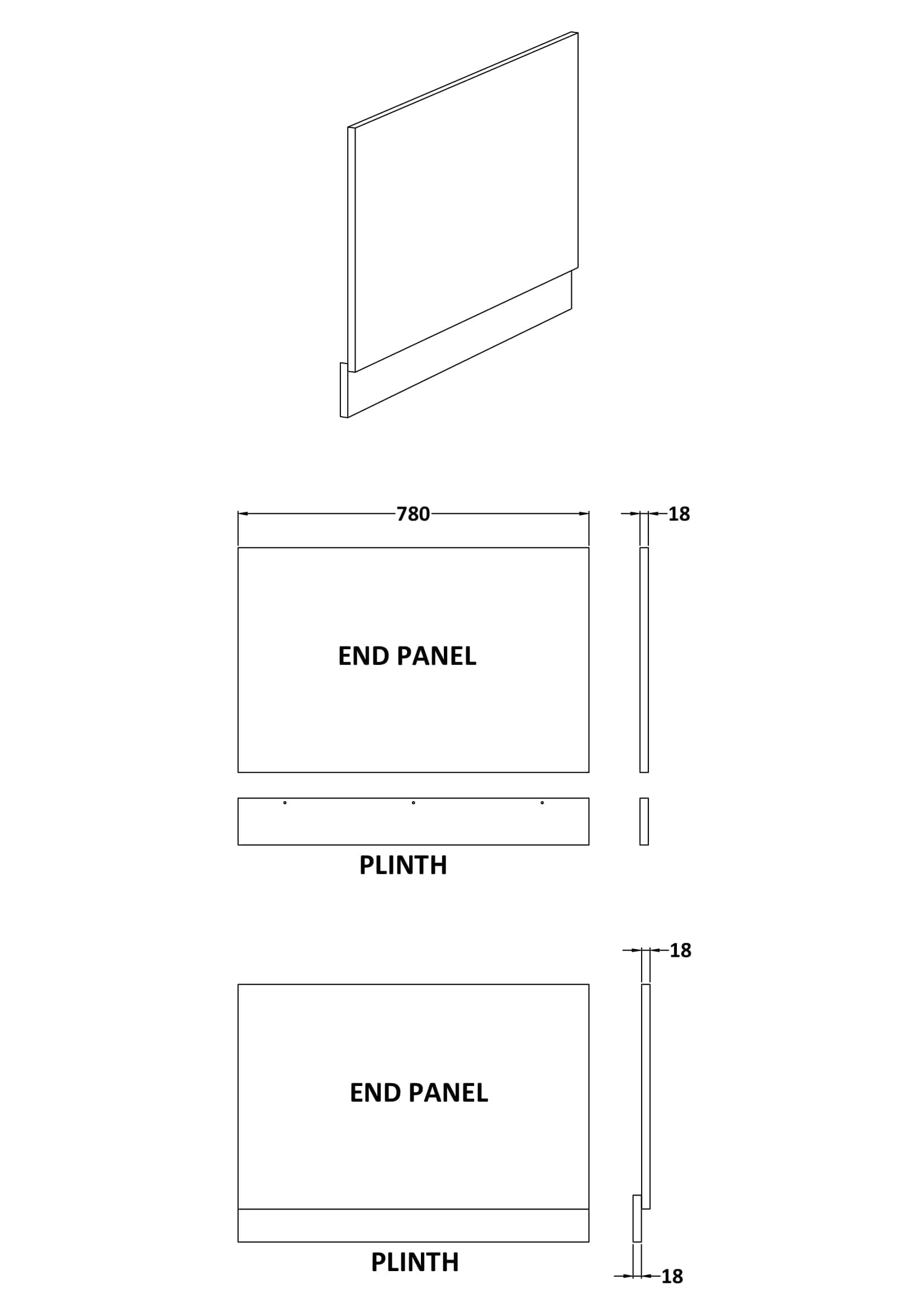 High-quality bathroom end panels and plinths for custom bathroom installations, with precise measurements and modern design for durable and stylish bathroom cabinetry.