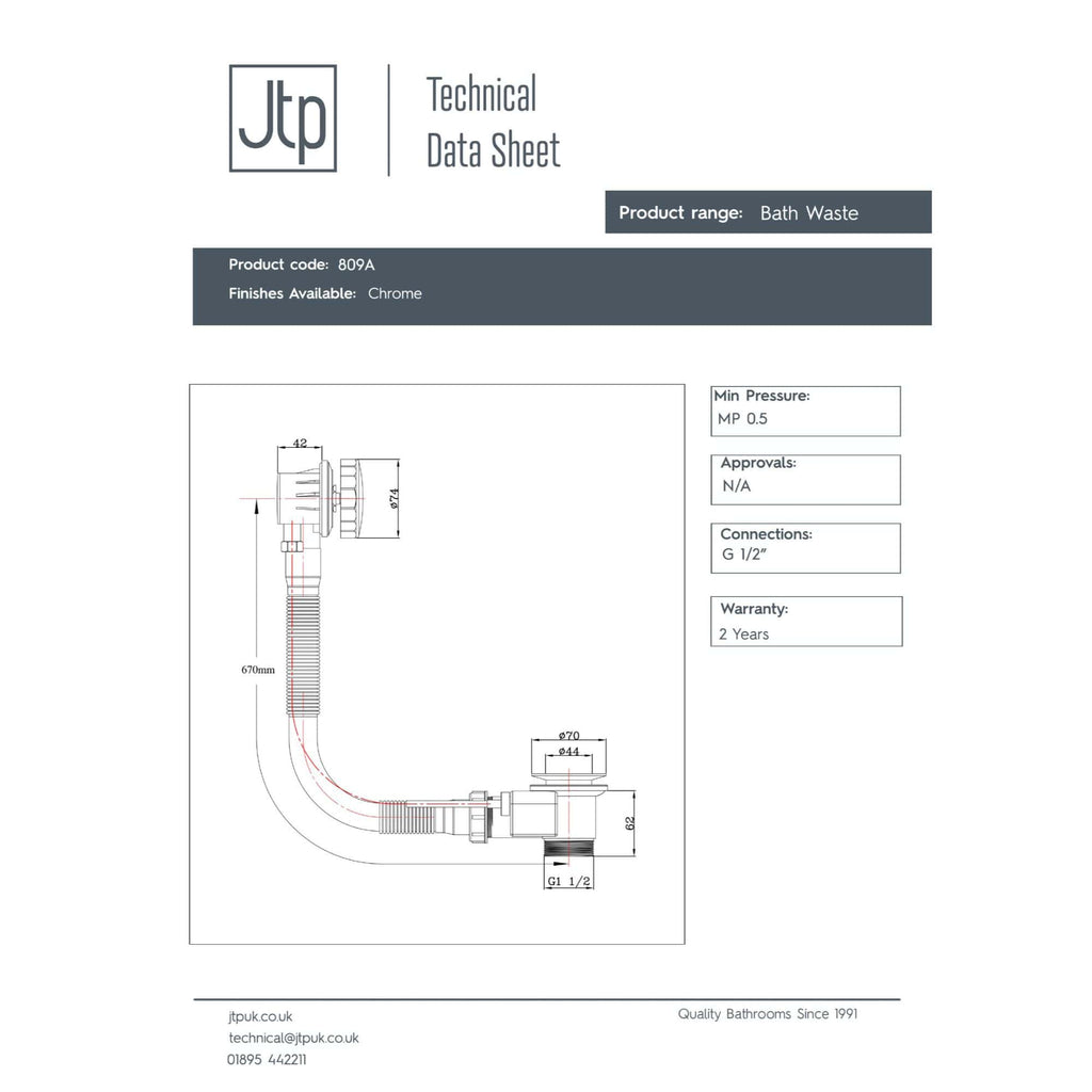 Enhanced bathroom waste pipe with chrome finish, featuring detailed technical diagram for easy installation and maintenance. Ideal for modern bathroom plumbing installations.