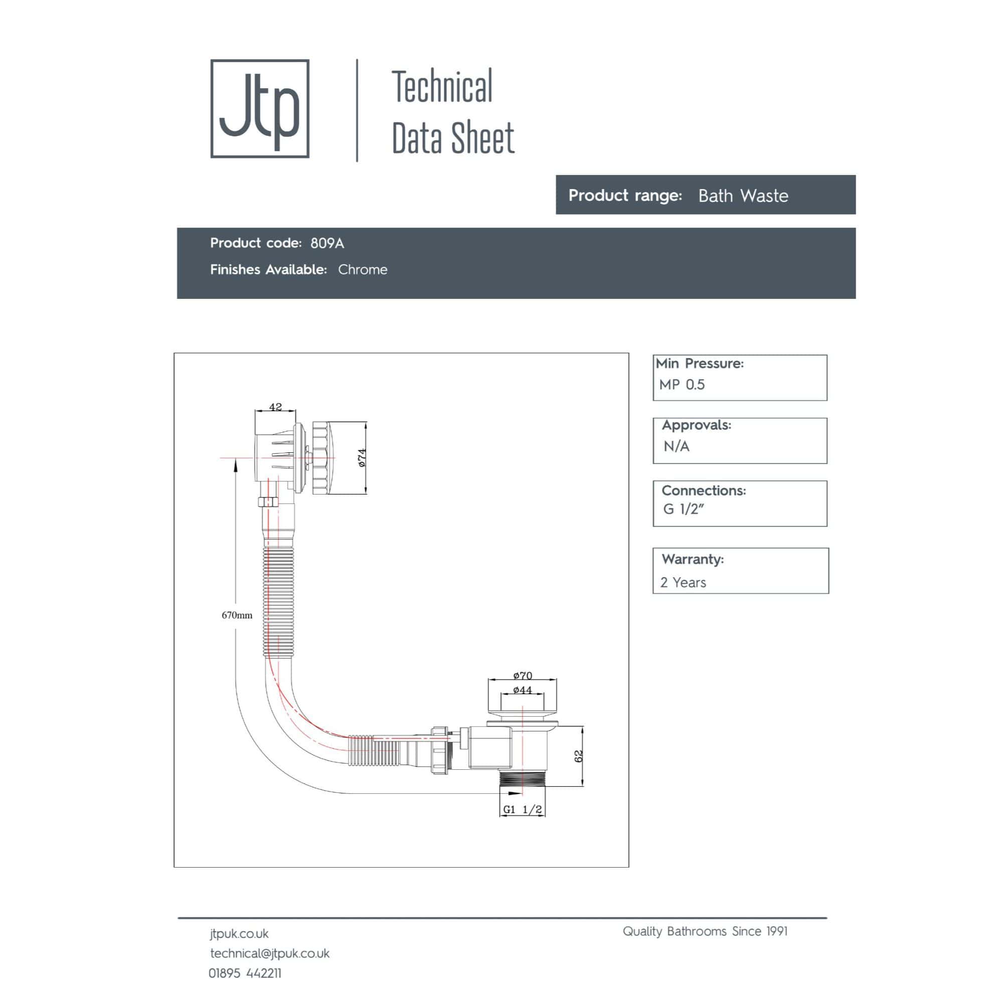 Enhanced bathroom waste pipe with chrome finish, featuring detailed technical diagram for easy installation and maintenance. Ideal for modern bathroom plumbing installations.