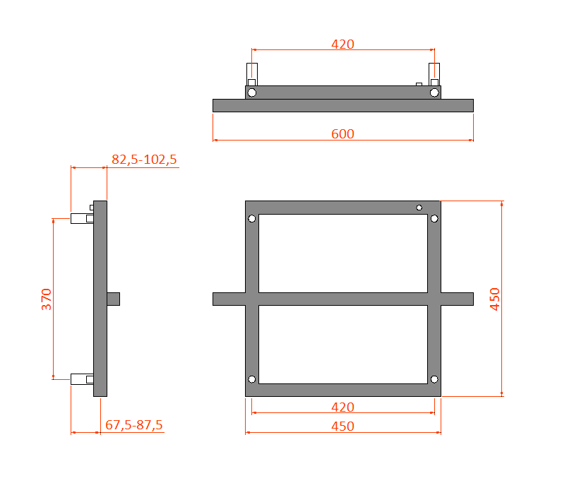 Reina Lago 1 Black Heated Towel Rail - technical drawing with dimensions