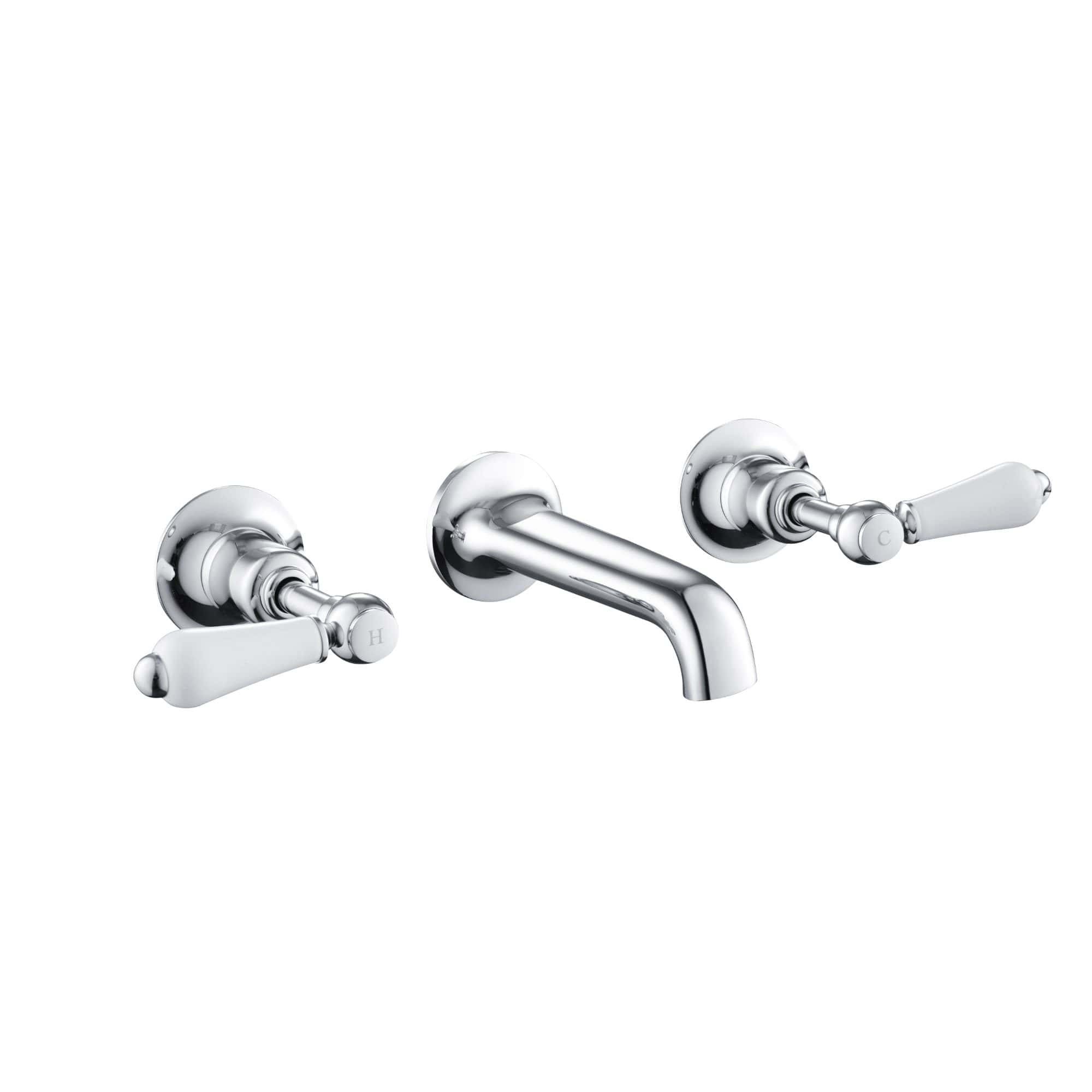 Shiny chrome bathroom tap with dual handle design, ideal for traditional and vintage-style bathrooms, providing modern functionality and classic elegance.