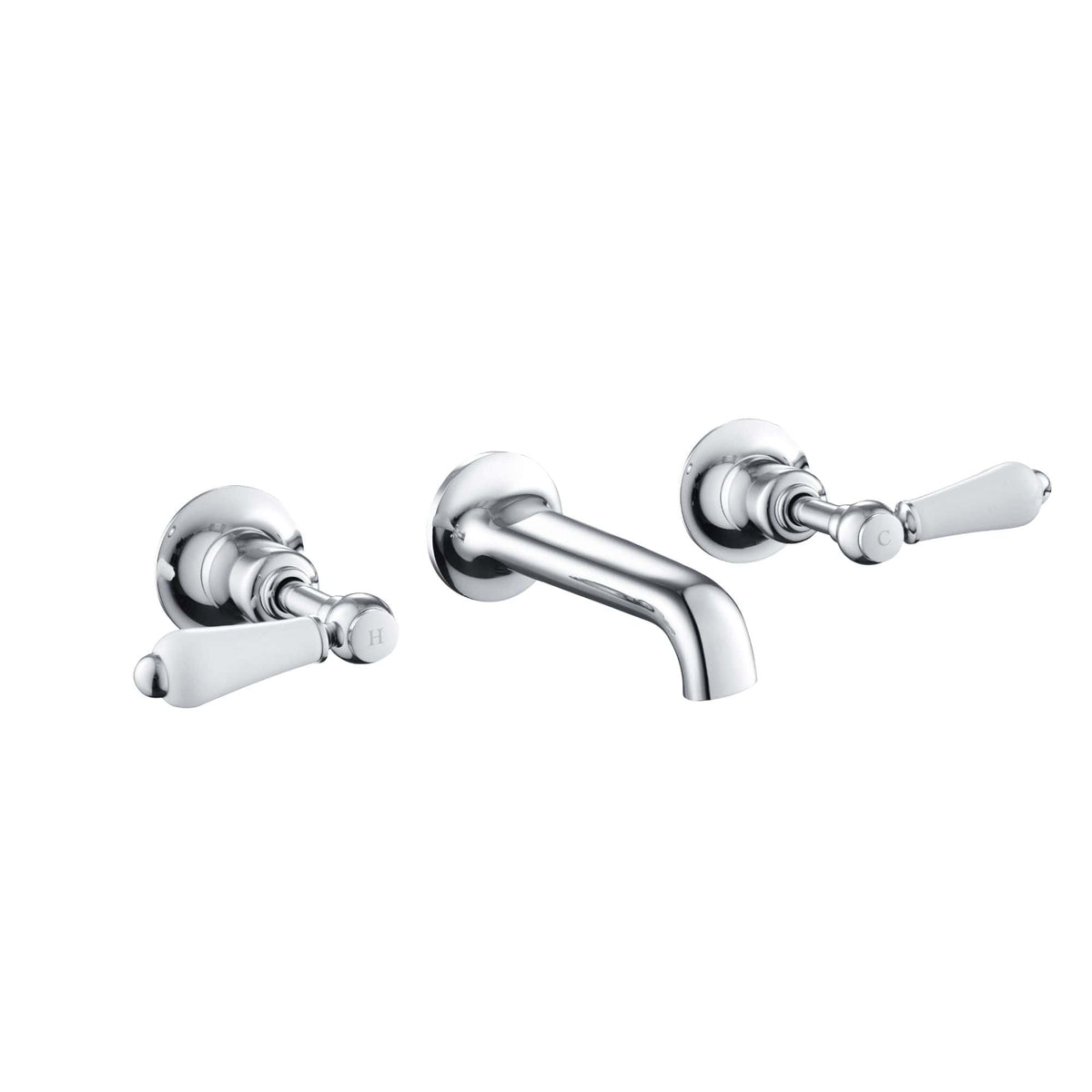 Shiny chrome bathroom tap with dual handle design, ideal for traditional and vintage-style bathrooms, providing modern functionality and classic elegance.